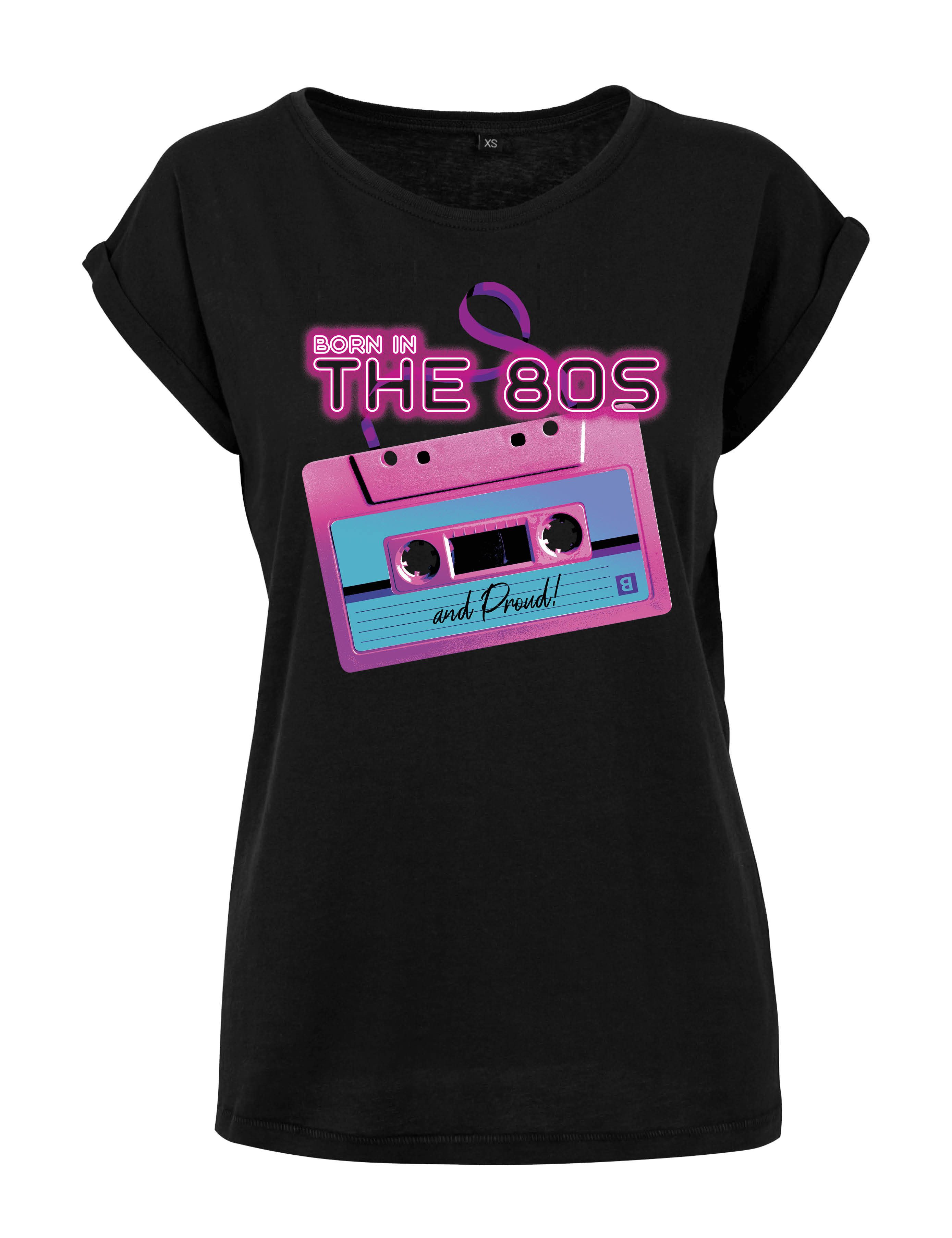 Print-Shirt "Born in The 80s" Damen T-Shirt Statement Geschenk Frauen Motiv