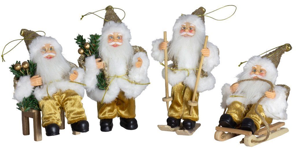 Christmas Paradise Weihnachtsmann 18cm, 4 Stück im Set, viele Farben/Modelle zum Aufhängen (Geschenkset, 4 St., Baumschmuck Anhänger), Weihnachtsdeko