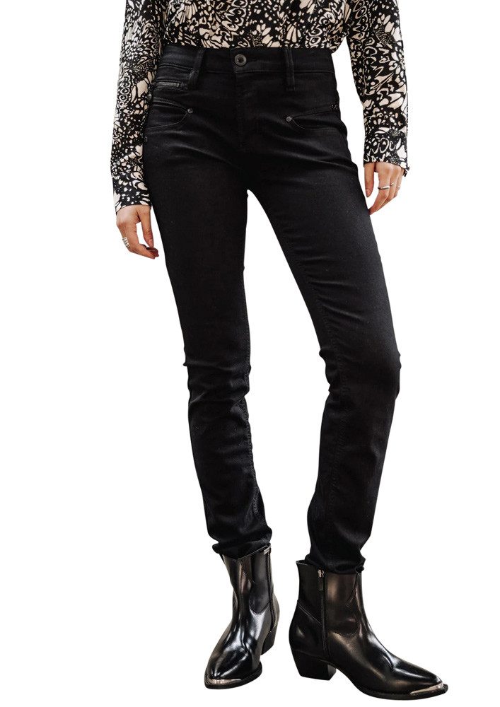 Freeman T. Porter High-waist-Jeans Alexa slim Super Stretch black stretch