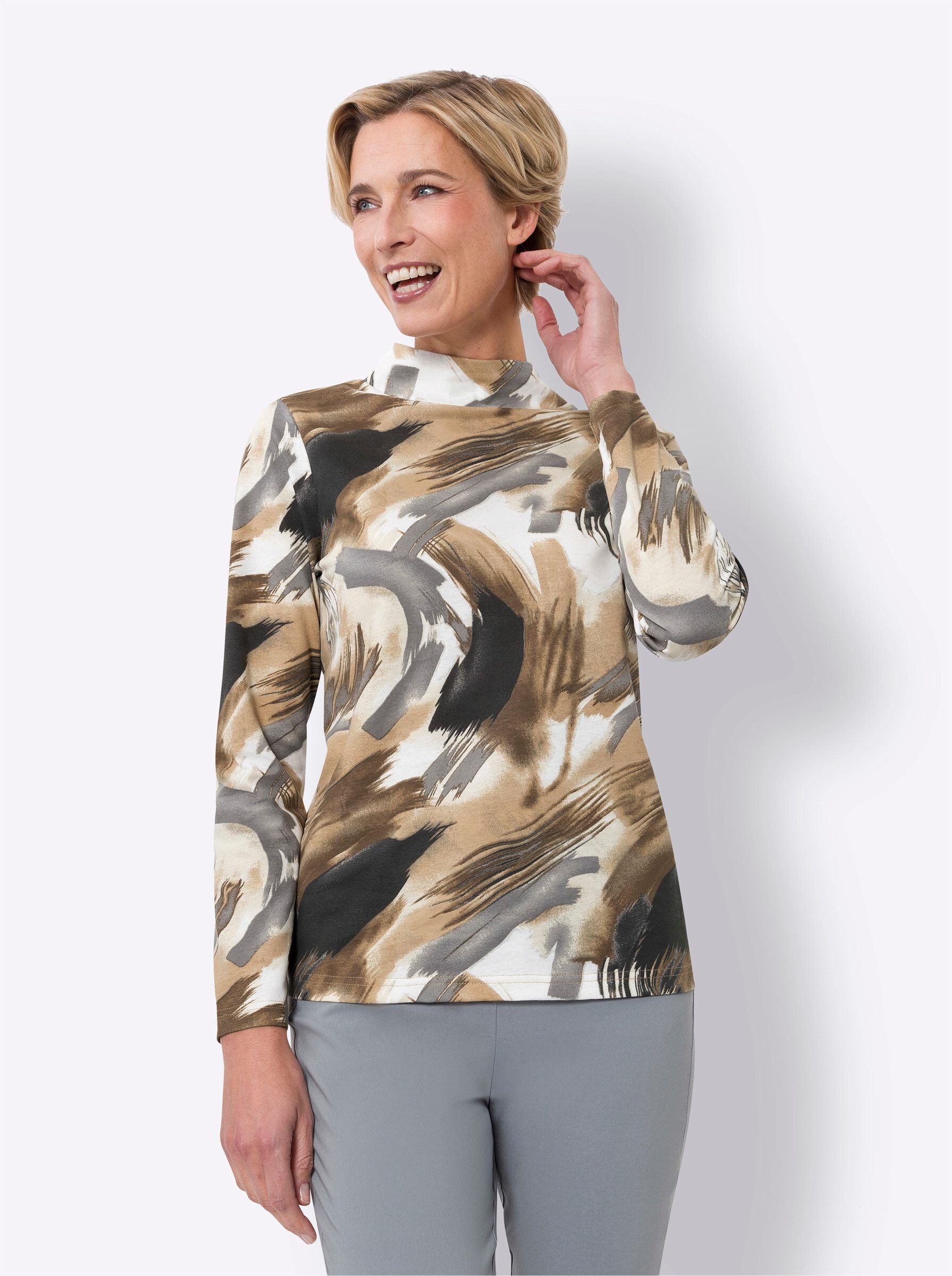 Sieh an! T-Shirt Stehkragenshirt . günstig online kaufen