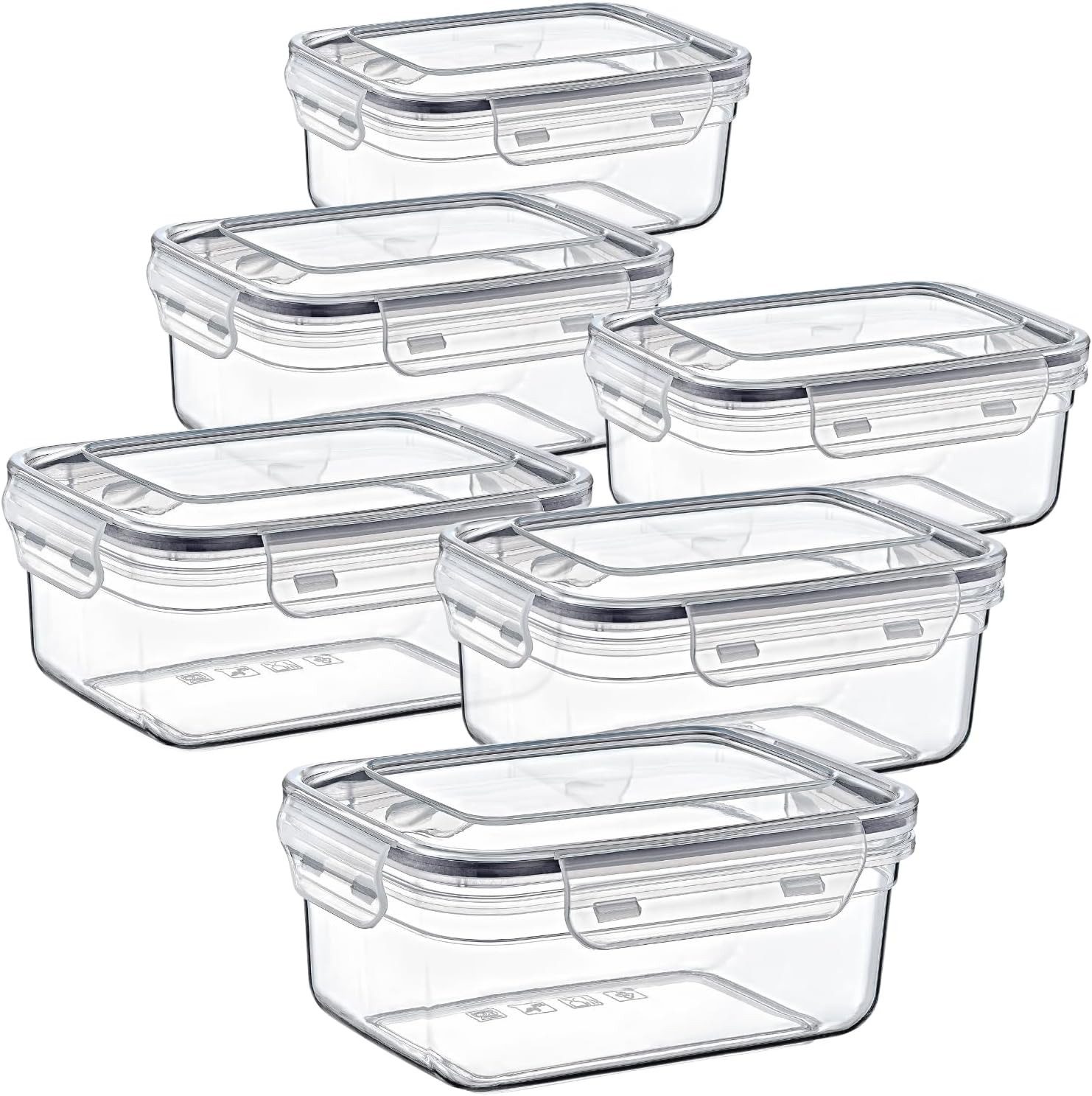 Centi Frischhaltedose BREMEN 1,4L Vorratsdose, Kunststoff, (6er-Set), mit Clipverschluss