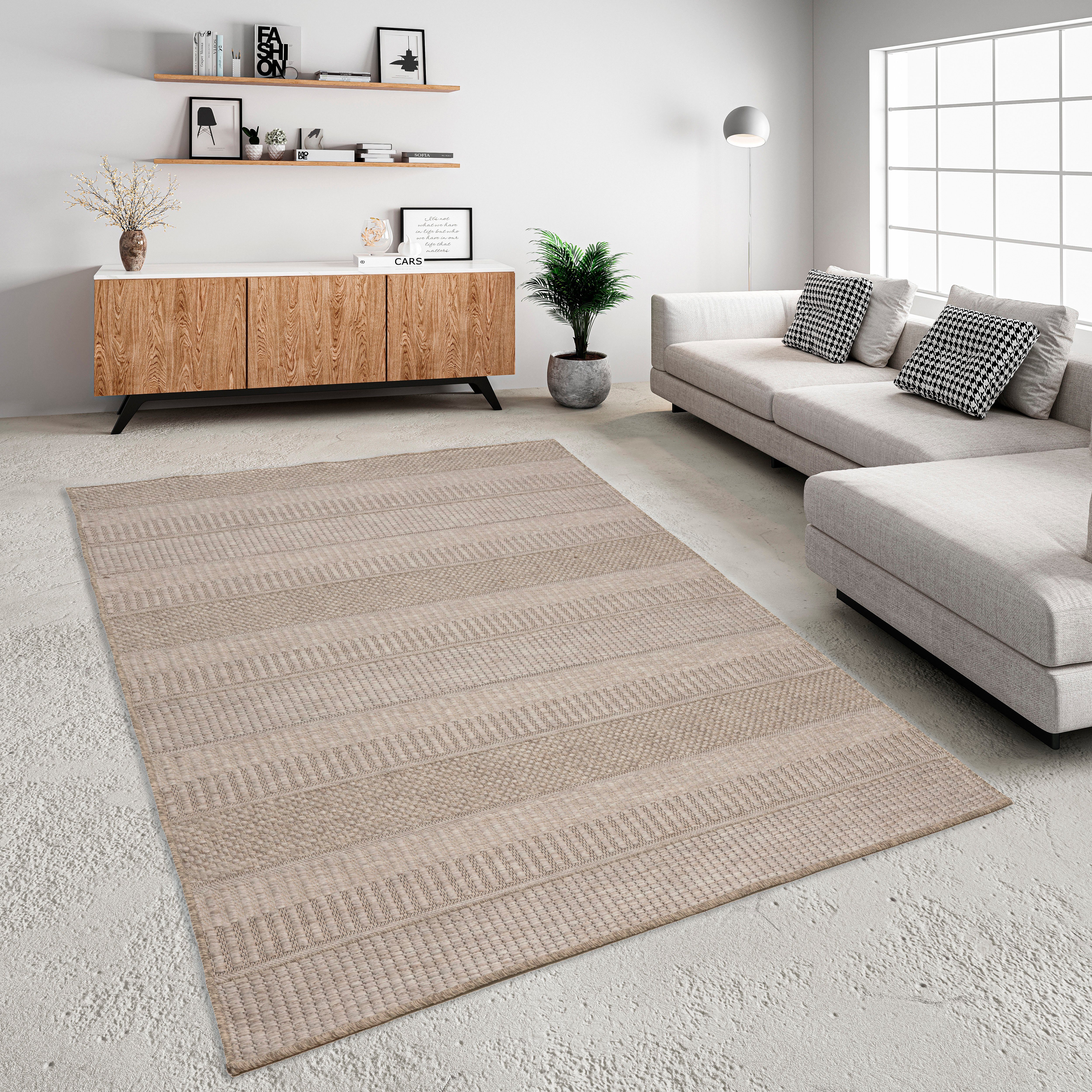 Gino Falcone Teppich Mariella GF-136, rechteckig, Höhe: 6 mm, modernes Streifen Design, meliert, In- und Otdoor geeignet