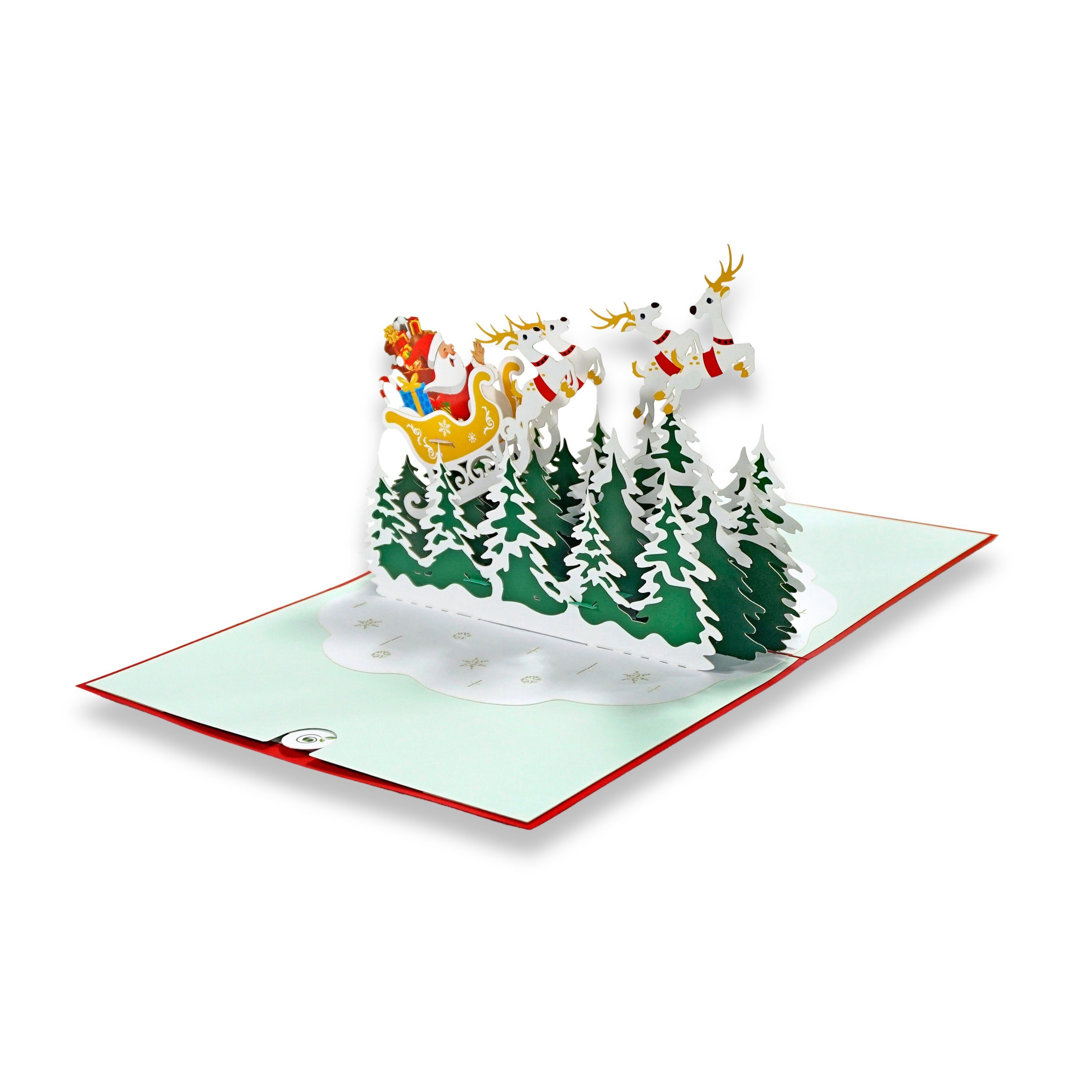 Weihnachten und mit Geschenk Grußkarte, Weihnachtskarte Pop-Up-Karte Umschlag „Weihnachten“ - Wachssiegel 3D paperdora