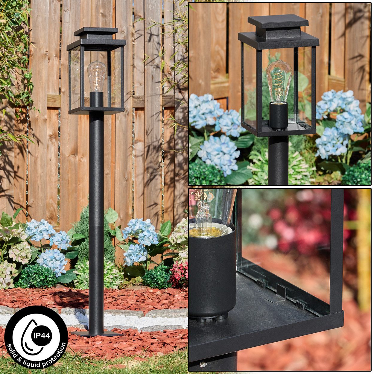 hofstein Pollerleuchte Außenwegeleuchte aus Metall/Glas in Schwarz/Klar, We günstig online kaufen