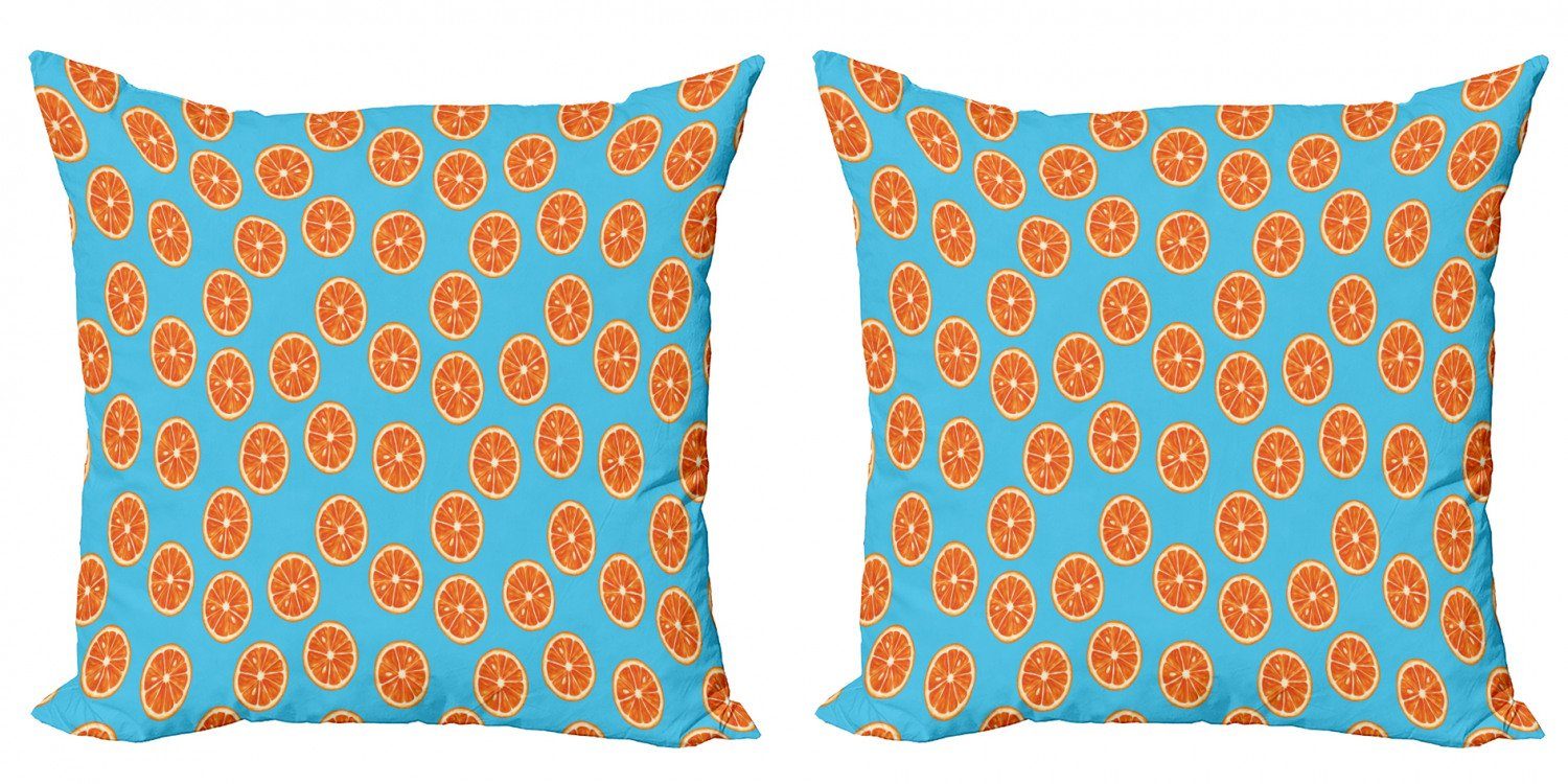 Kissenbezüge Modern Accent Doppelseitiger Digitaldruck, Abakuhaus (2 Stück), Mandarine Exotische Zitrusfrucht Runde | Kissenbezüge