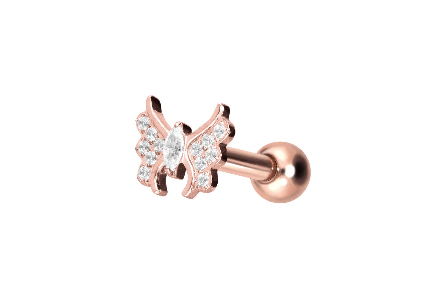 PIERCINGLINE Piercing-Set Titan Ohrpiercing mit Innengewinde KRISTALLSCHMETTERLING (Mini-Barbells, 1-tlg)