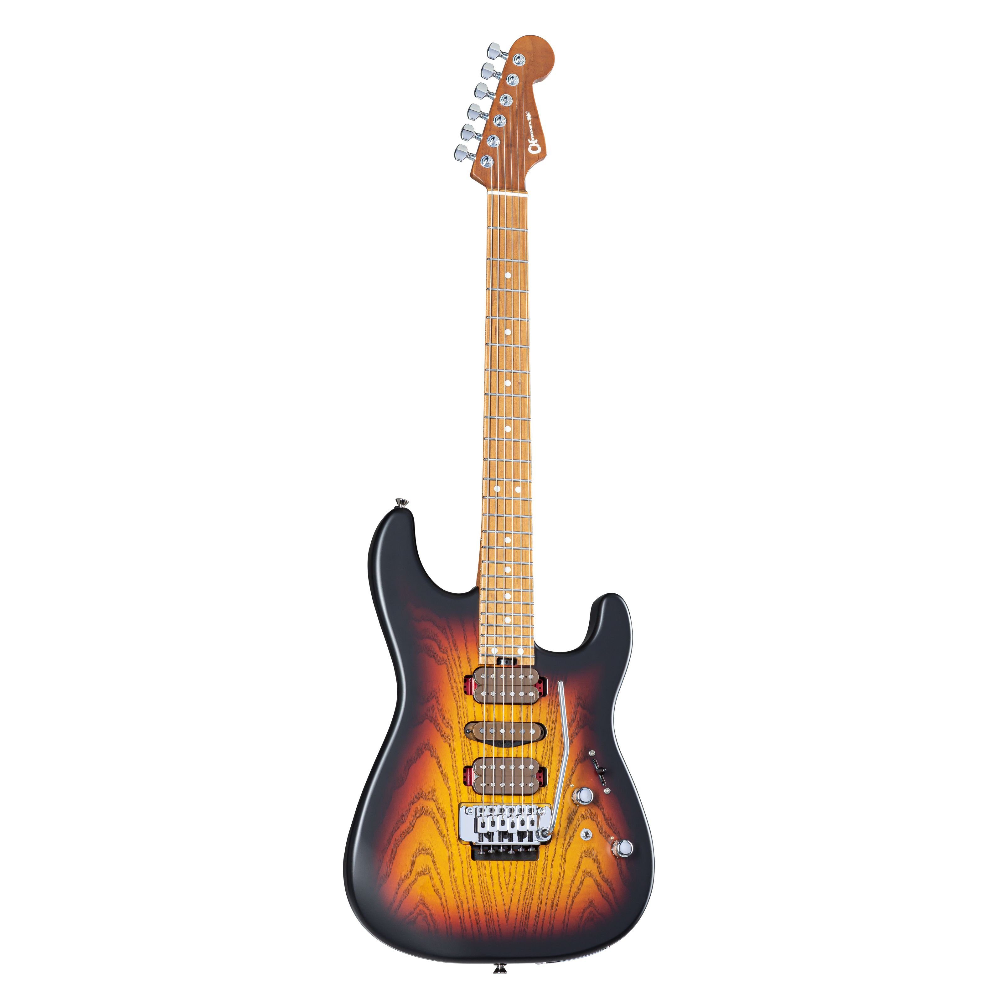 Govan Spielzeug-Musikinstrument, Dimas Sunburst Signature MJ Guthrie Charvel E-Gitarr 3-Tone SD24CM San -