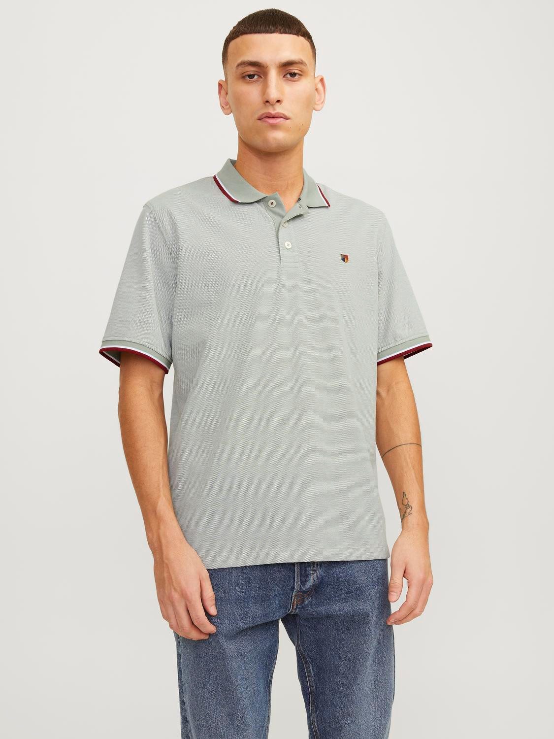 Jack & Jones T-Shirt Polo Pique Kurzarm Basic JPRBLUWIN für Herren Baumwolle Regular Fit Rundhals Kurzarm unifarben wärmend