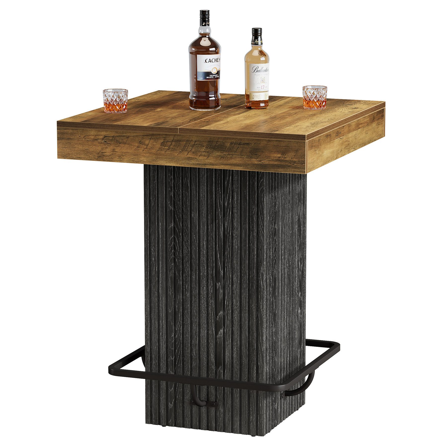 Tribesigns Bartisch 80 cm quadratischer Stehtisch, Küchentisch mit Metallfußstütze (Bistrotisch, für Esszimmer, Kneipe, Café-Ecke, Bistro)
