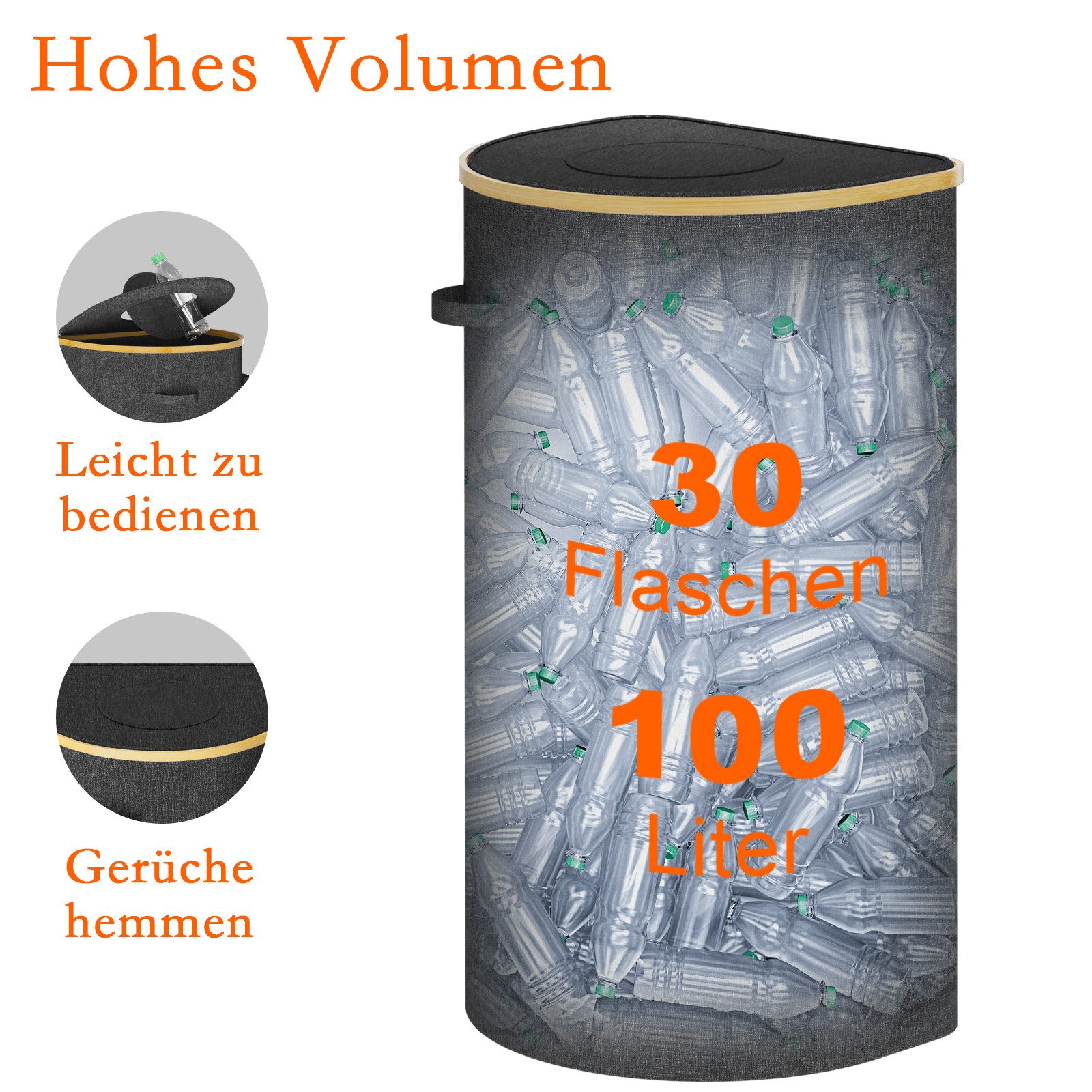 skelo Flaschenkorb Pfandflaschen Sammelbehälter mit Deckel 100L Flaschensam günstig online kaufen