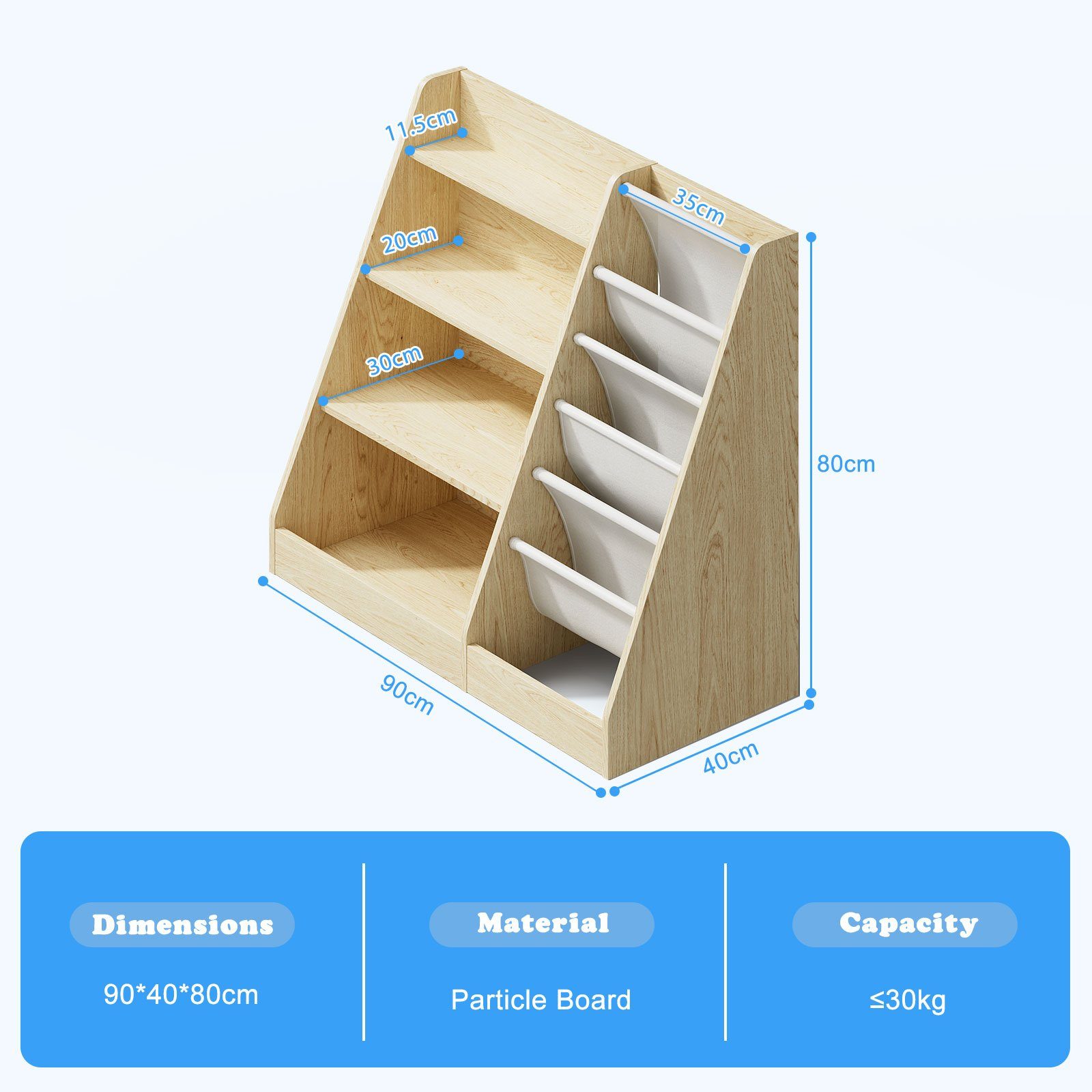 radelldar Bücherregal Kinderregal Spielzeugablage mit 5 günstig online kaufen