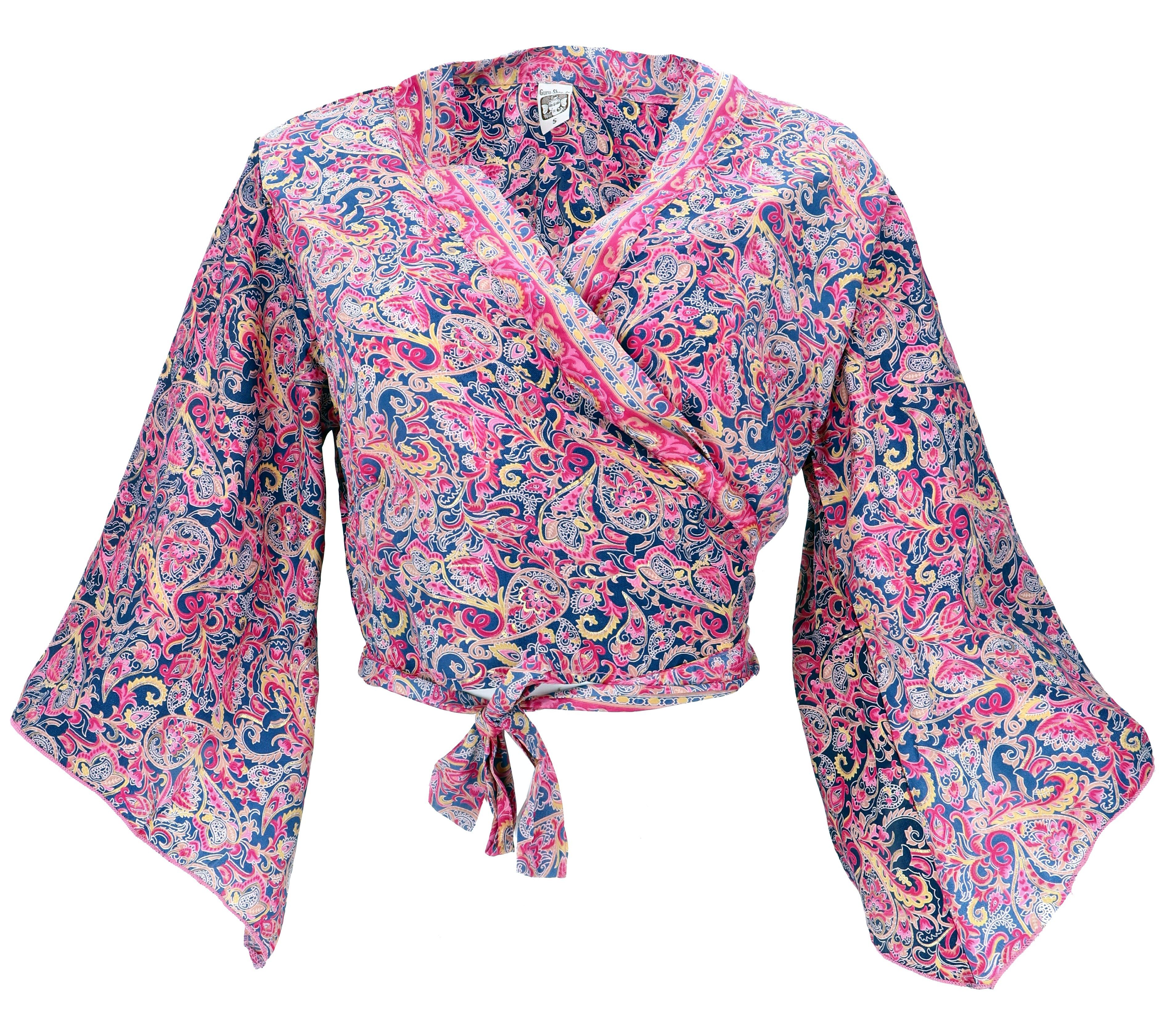 Guru-Shop Longbluse Kurztop, Boho Blusentop, Wickeltop, Wickelbluse.. alter günstig online kaufen