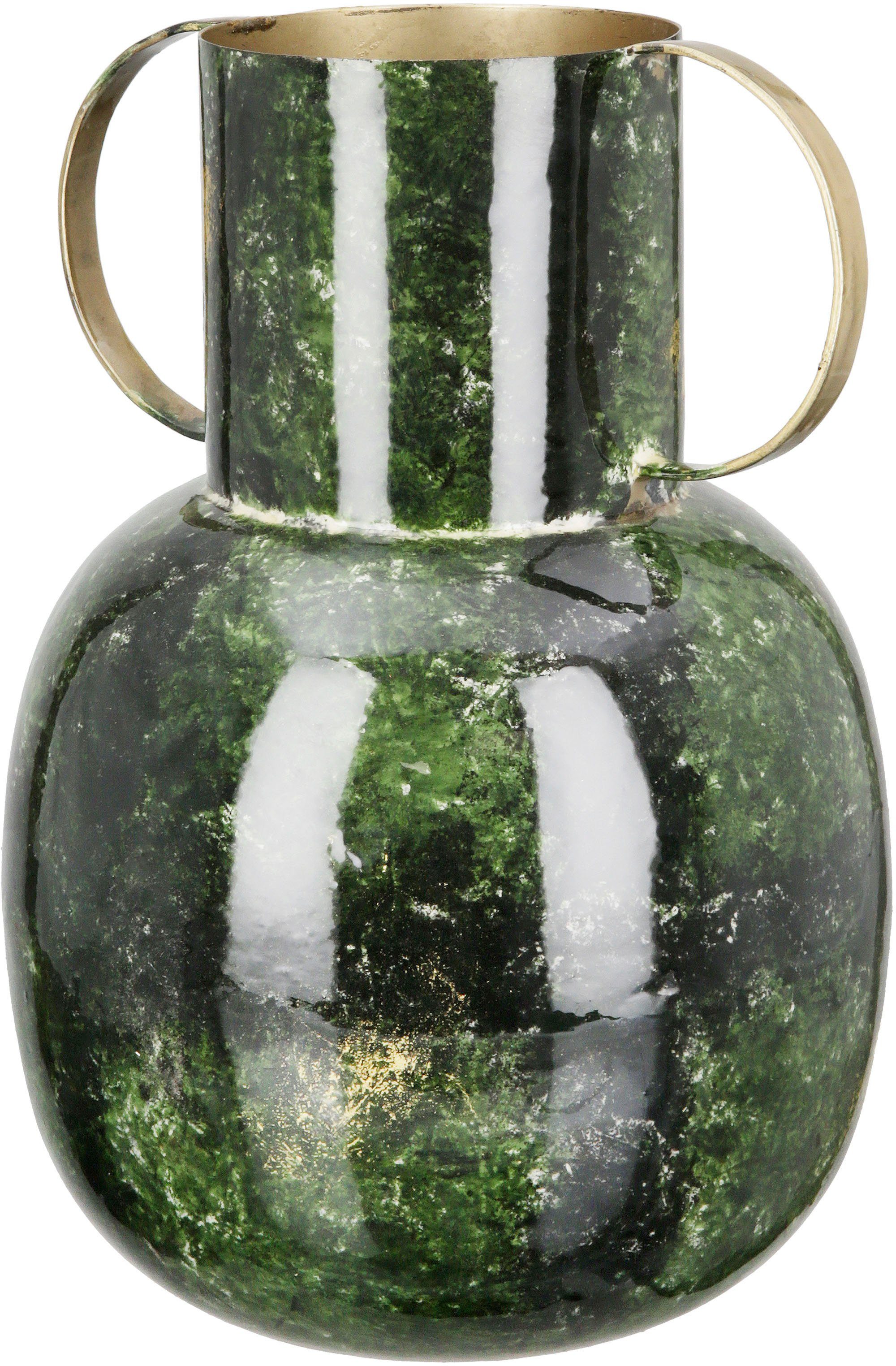 GILDE Tischvase Grana (1 St), Vase aus Metall, Höhe ca. 30 cm, Mit  goldfarbenen Henkeln