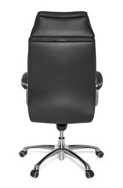 furnicato Bürostuhl TURIN Echtleder schwarz bis 120kg Schreibtischstuhl Wippfunktion Chefsessel