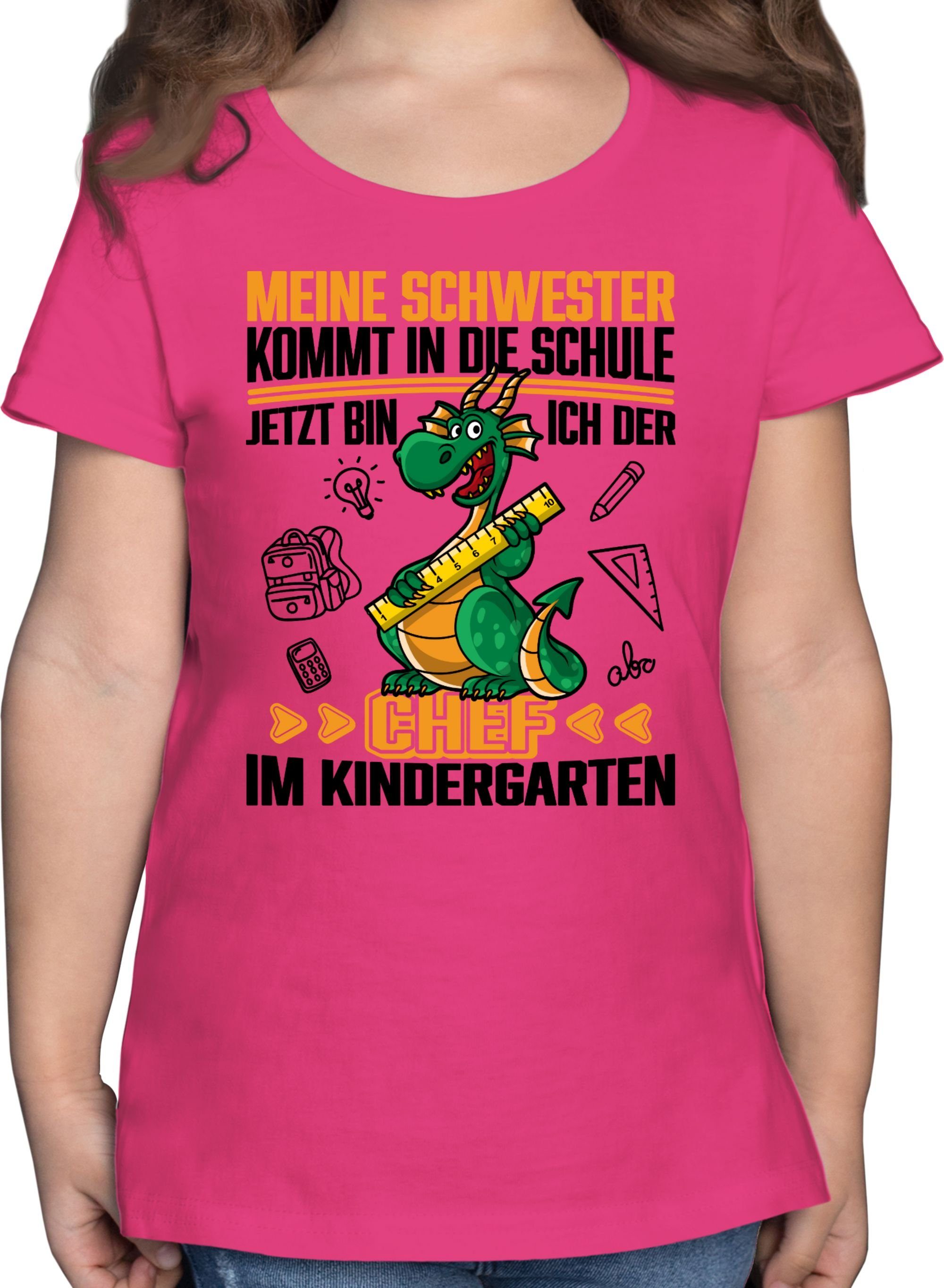 Meine T-Shirt Shirtracer im bin in 2 Fuchsia ich Kindergarten Schwester Kinderg Hallo Jetzt kommt Chef Schule! der die