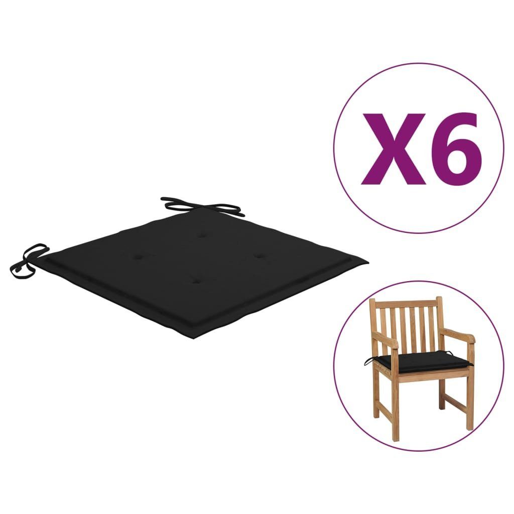 vidaXL Sitzauflage Gartenstuhl-Kissen 6 Stk. Schwarz 50x50x3 cm Oxford-Gewebe, (6 St)