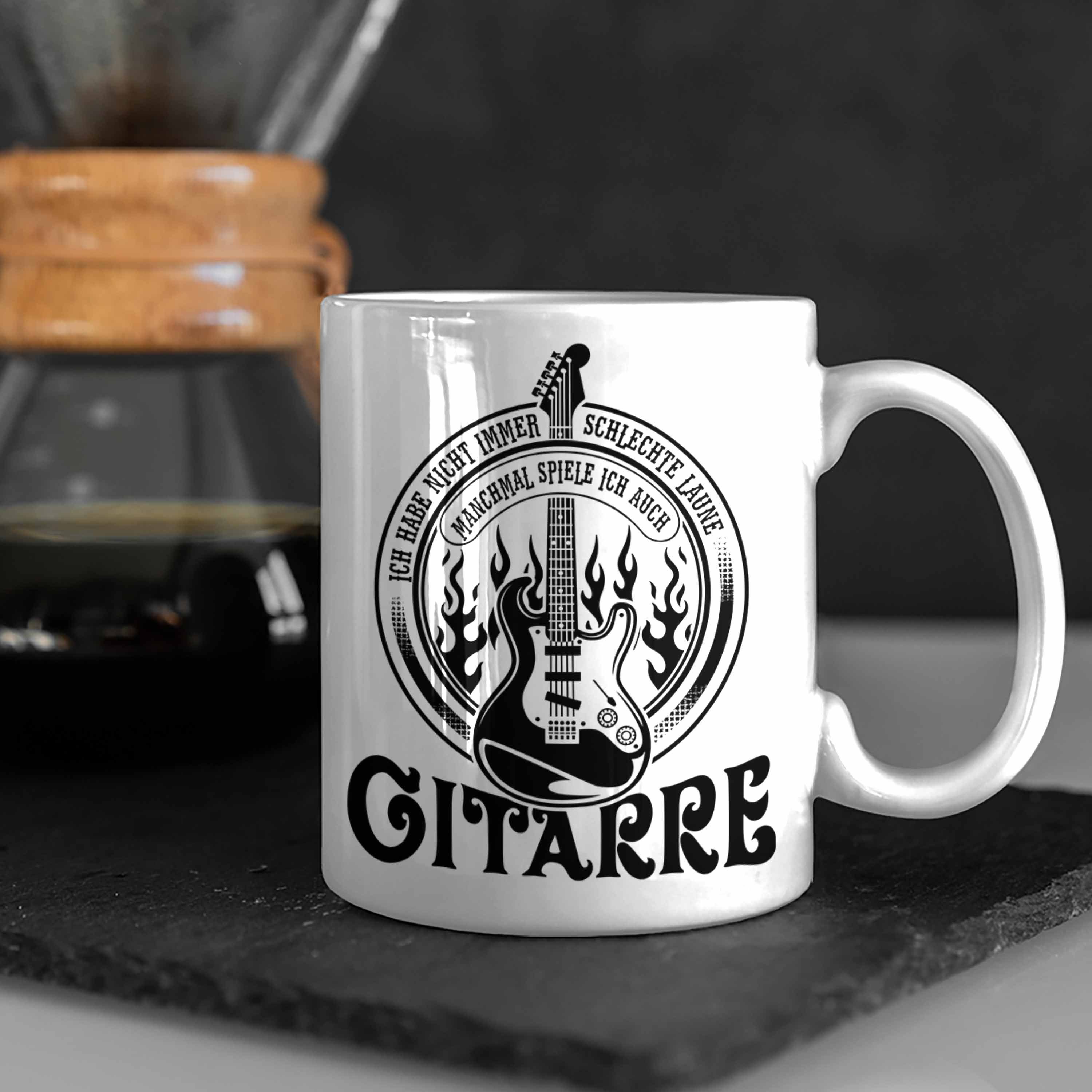 Weiss Kaffee-Bech Tasse Gitarre Geschenk Trendation Spruch Gitarrenspieler Tasse Geschenkidee