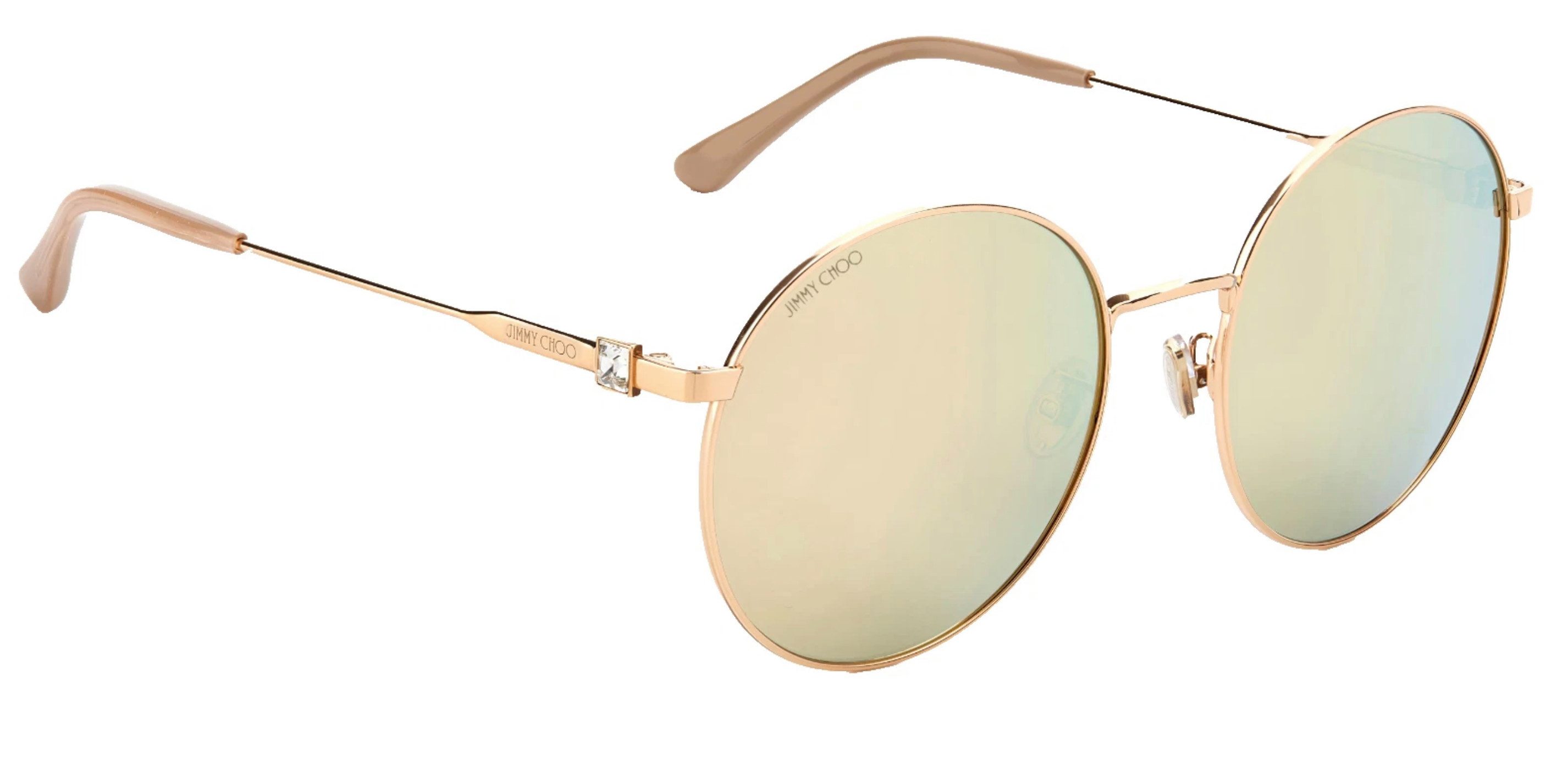 JIMMY CHOO Sonnenbrille EYEWEAR KAT Sonnenbrille Brille Gold Swarovski Kristalldetail am Bügel