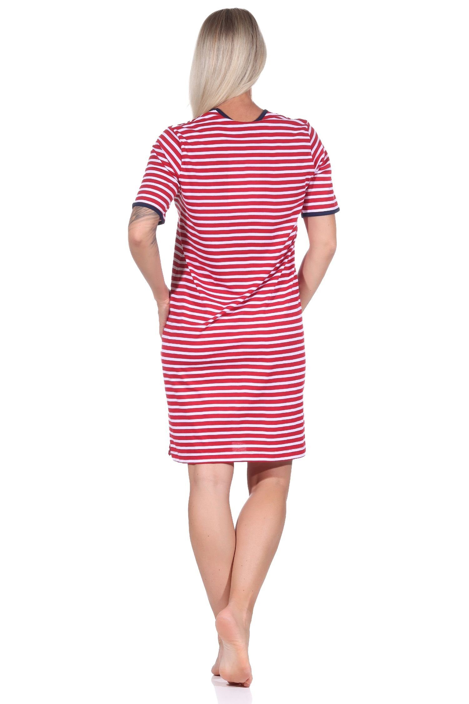 Normann Nachthemd Maritimes kurzarm Damen Übergrösse in Anker Motiv, mit Nachthemd auch rot
