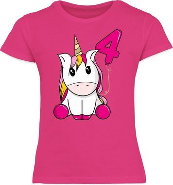 Shirtracer T-Shirt Einhorn vierter Luftballon 4. Geburtstag