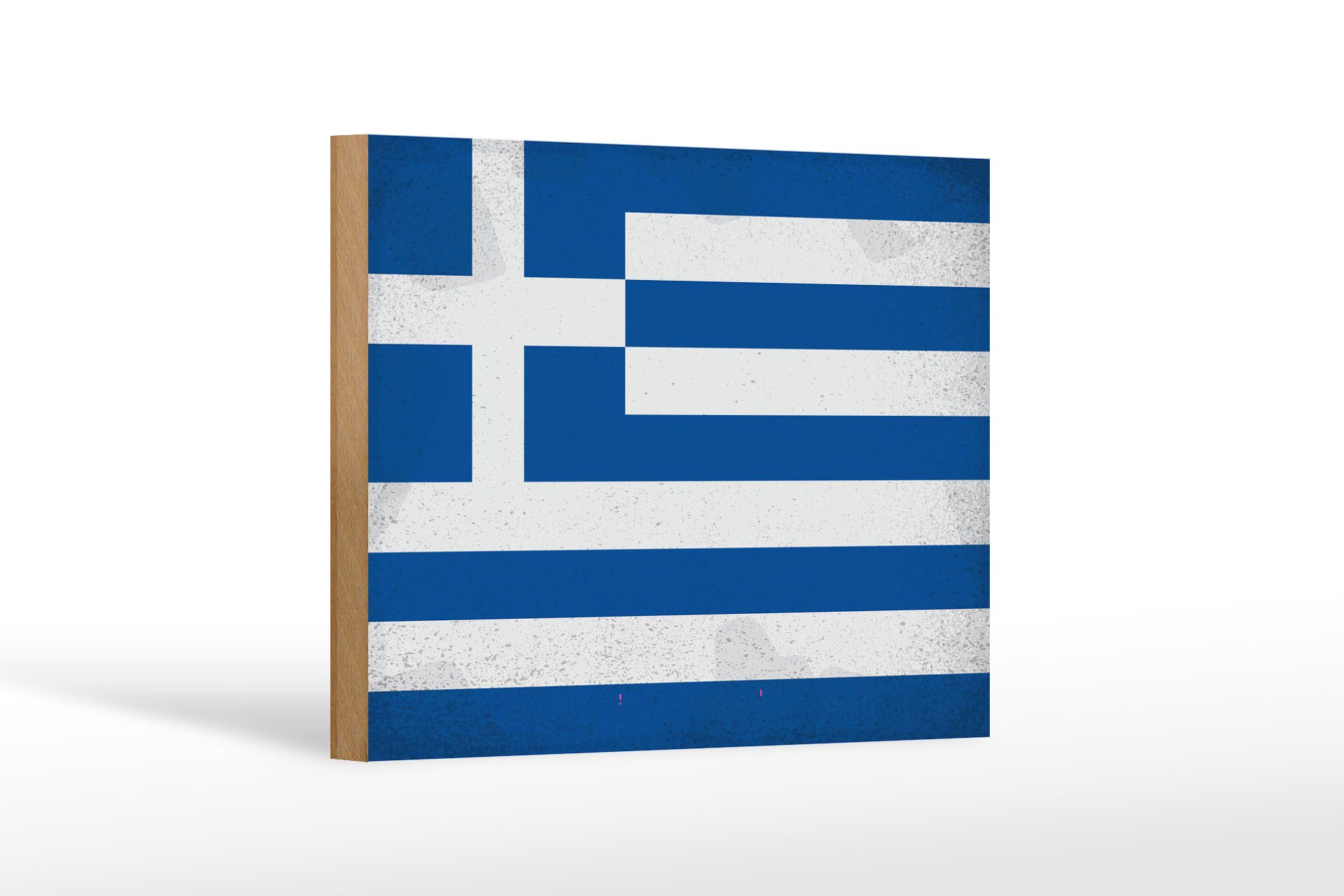 Femer GmbH Holzbild Flagge Griechenland 18x12cm Flag Greece Vintage, Flaggen (1 St), Glatte Holzfaserplatte (MDF), vorn beschichtet