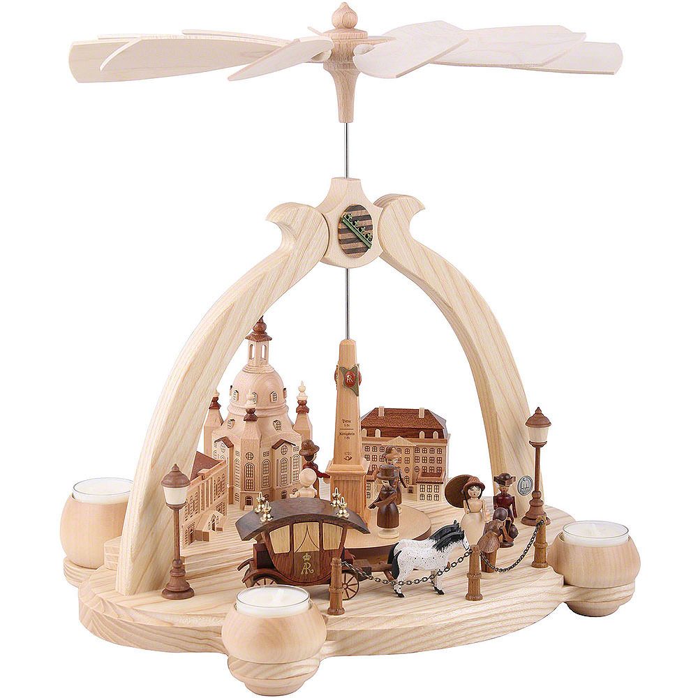 Müller Kleinkunst GmbH Seiffen Weihnachtspyramide 1-stöckige Pyramide Spitzbogen Alt Dresden (36cm) von Müller Kleinkuns