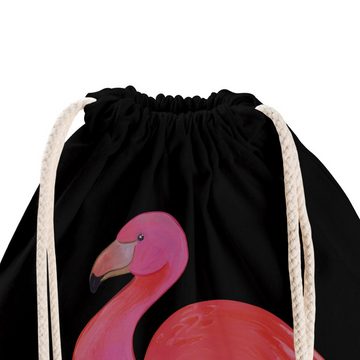 Mr. & Mrs. Panda Sporttasche Flamingo Classic - Schwarz - Geschenk, für mich, rosa, Sportbeutel Ki (1-tlg), Weiche Kordel