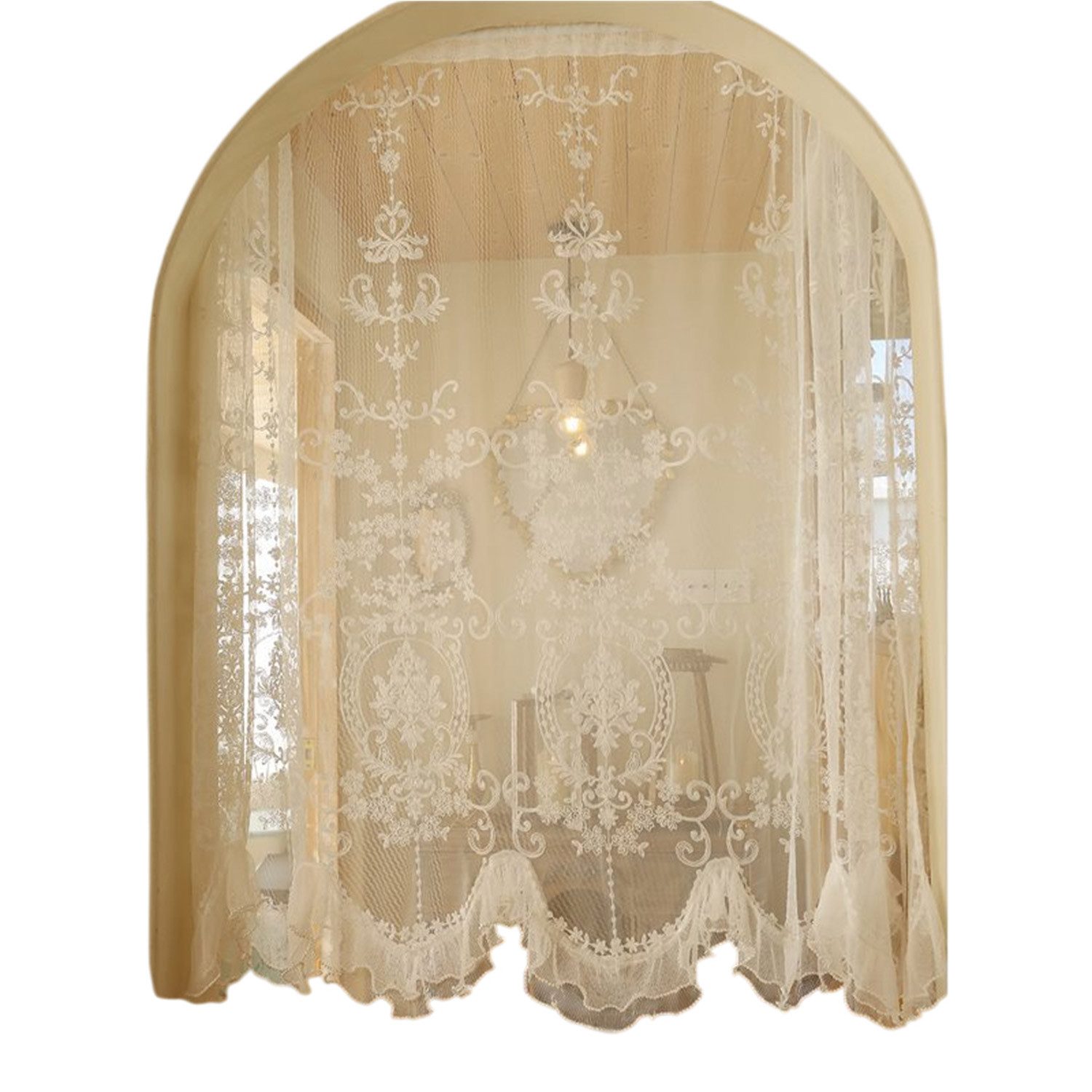 Refttenw Gardine Vintage-Spitze Kurzgardinen,Kräuselband Gardinen,Fensterga günstig online kaufen