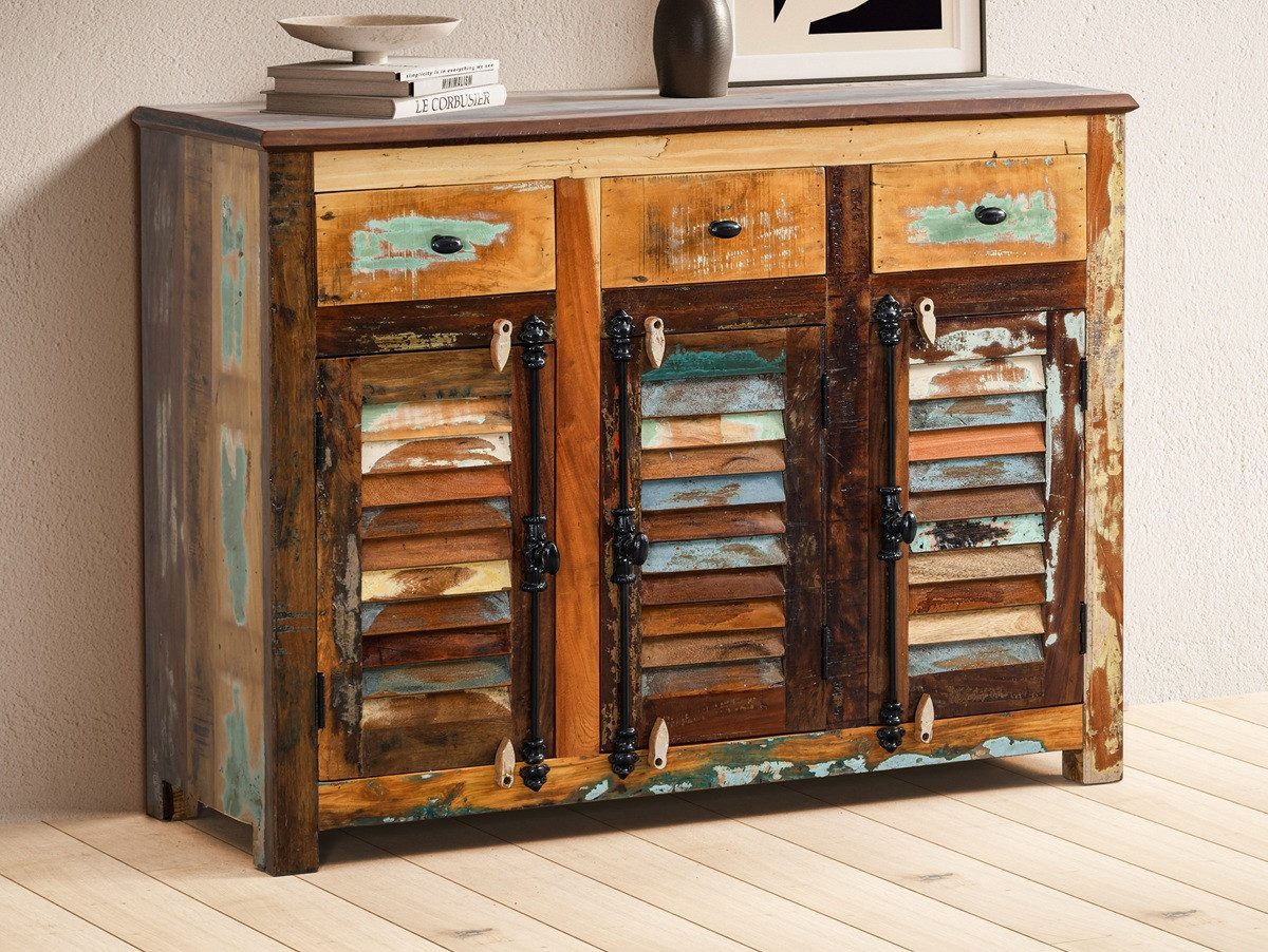 Main Möbel Sideboard Sideboard 122x91cm 'Hawkins' recyceltes Altholz mehrfarbig lackiert (1 St)