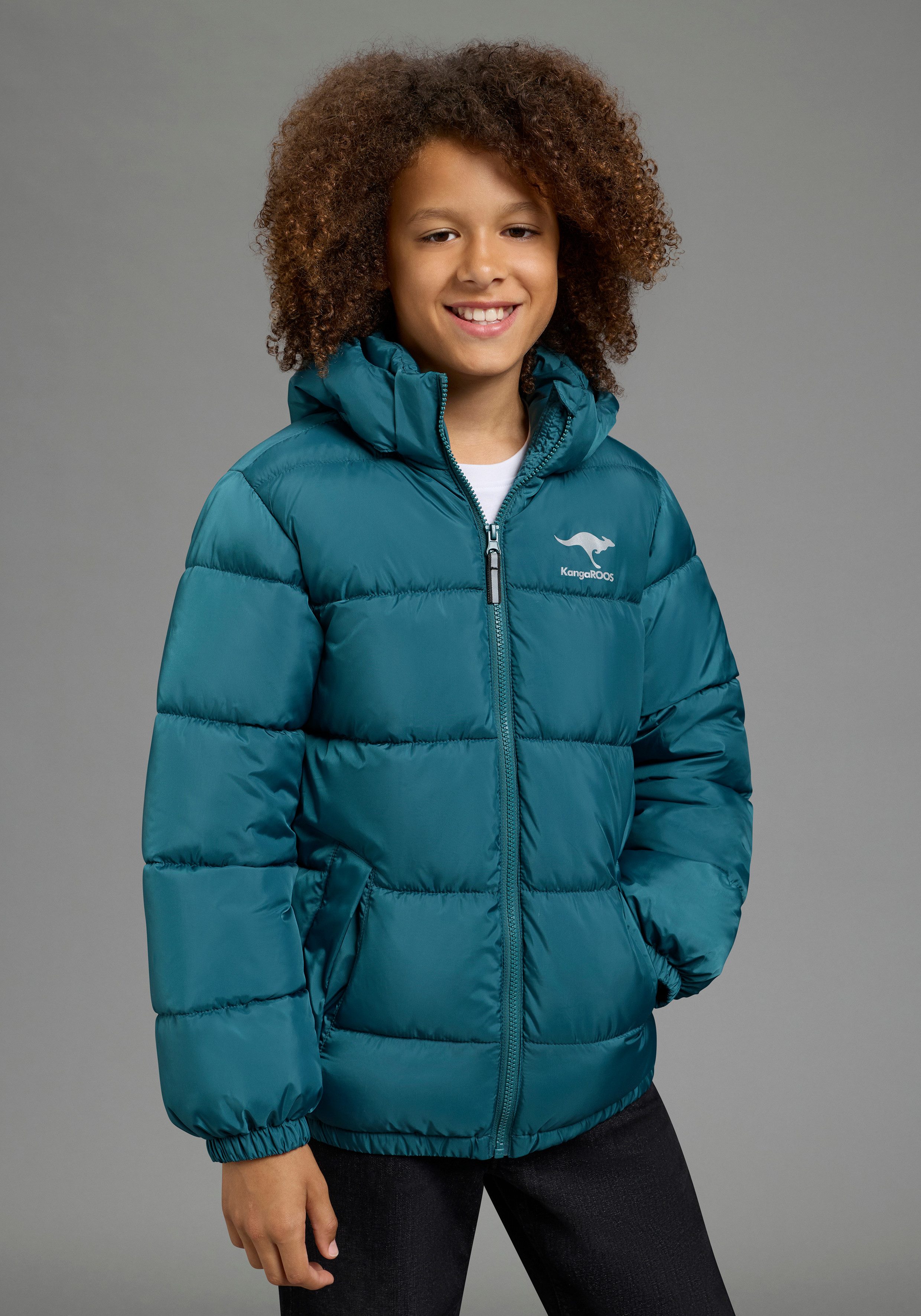KangaROOS Winterjacke warme Outdoor Steppjacke mit KangaROOS Print Winterwarme Jacke mit reflektierendem Logo-Print