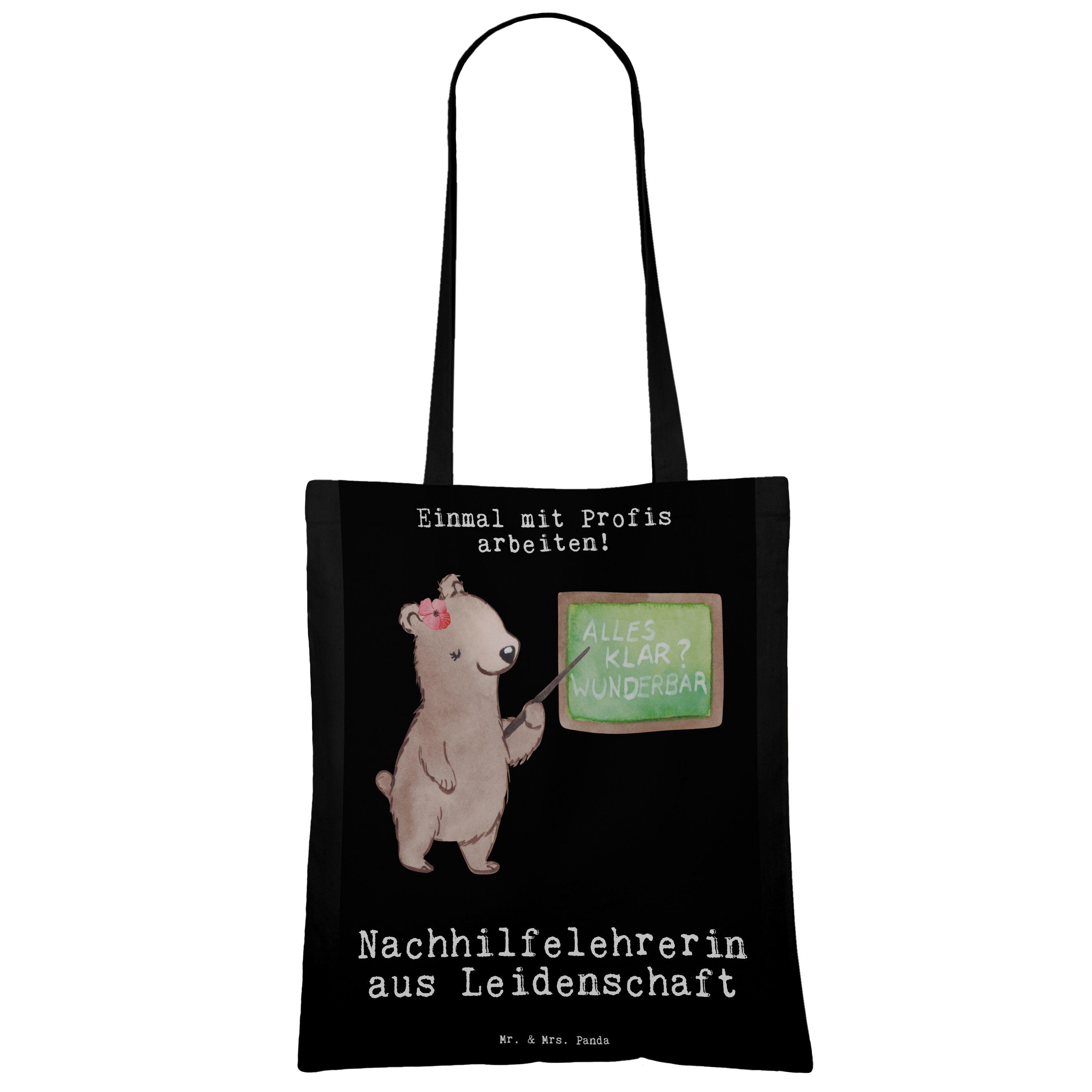 Nachhilfelehrerin - - Geschenk, Schwarz Jutebeutel, Tragetasche Mrs. Panda Mr. Leidenschaft aus & (1-tlg)