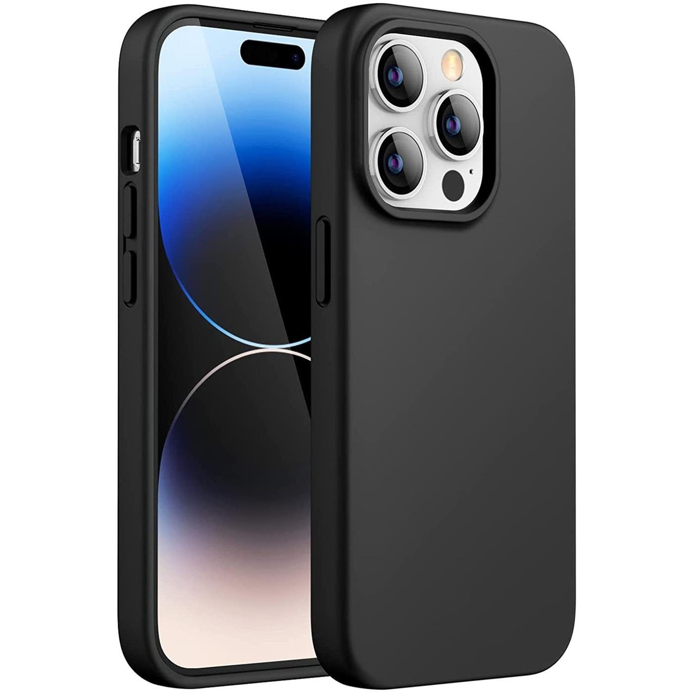 CoolGadget Handyhülle Handy Schutzhülle für Apple iPhone 14 Pro Max matt schwarz 6,7 Zoll, Silikon TPU Hülle Schutz Tasche Cover schlicht Slim Case