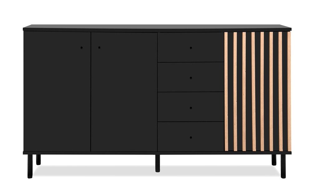 Finori Sideboard Sideboard Monza, mit 3D-Lamellen, Artisan Oak / schwarz