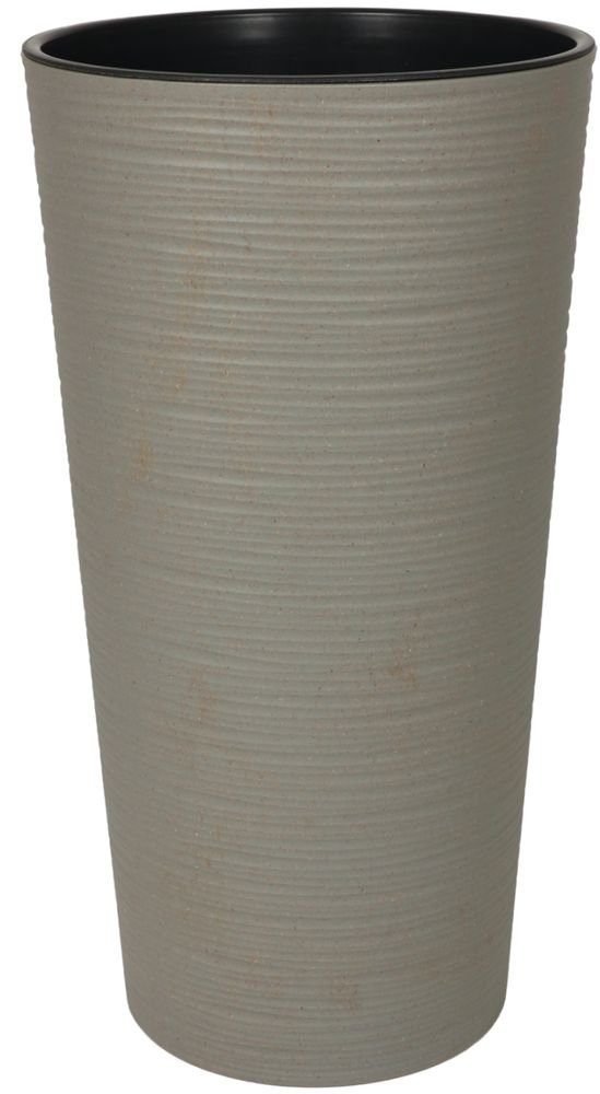 Heimwerkercenter Übertopf MePla - Hochkübel Lilia Strip ECO - wetterfestes Pflanzgefäß - UV-beständiger Blumenkübel - Pflanzentopf - Kübel - ø19 cm / H=36 cm - grau