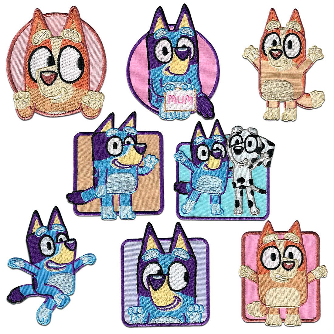 Bluey Aufnäher Bügelbild, Aufbügler, Applikationen, Patches, Flicken, zum aufbügeln, Polyester, Bluey © schaut - Größe: 6 x 5,2 cm