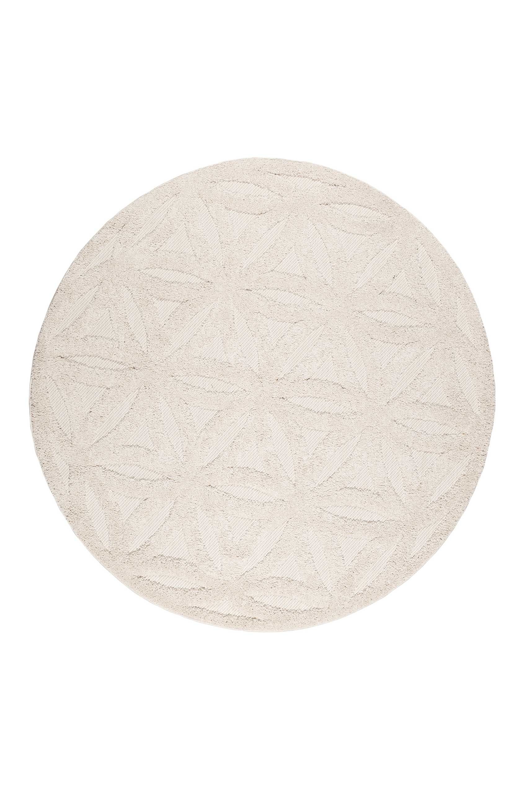 Esprit Outdoorteppich Shake, ESP54232, rund, Höhe: 2 mm, Hoch-Tief-Effekt, Blume des Lebens - Motiv, uni, robust, Terrasse