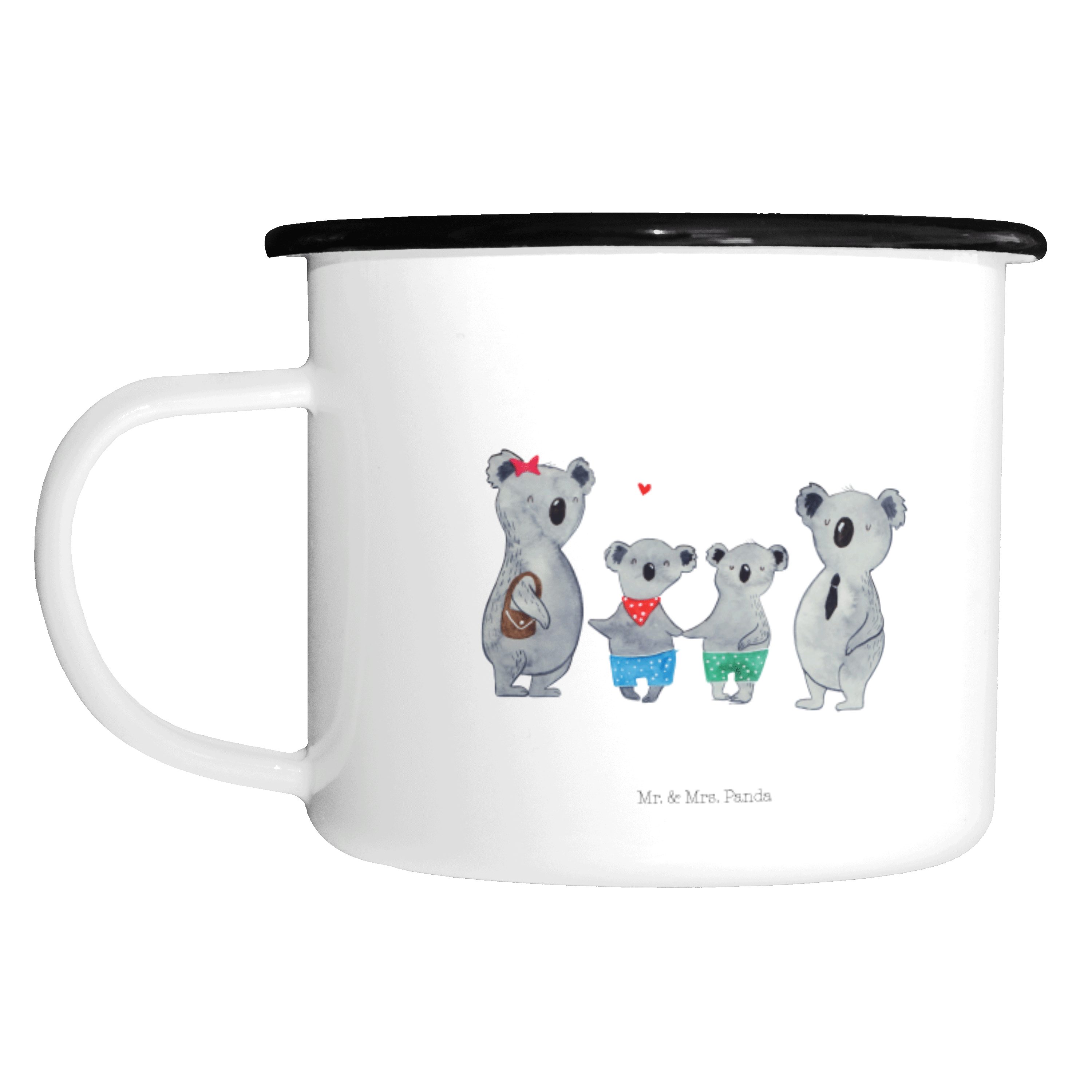 Mr. & Mrs. Panda Dekobecher Koala Familie zwei - Weiß - Geschenk, XL Emaille Tasse, Lieblingsfami (1 St)