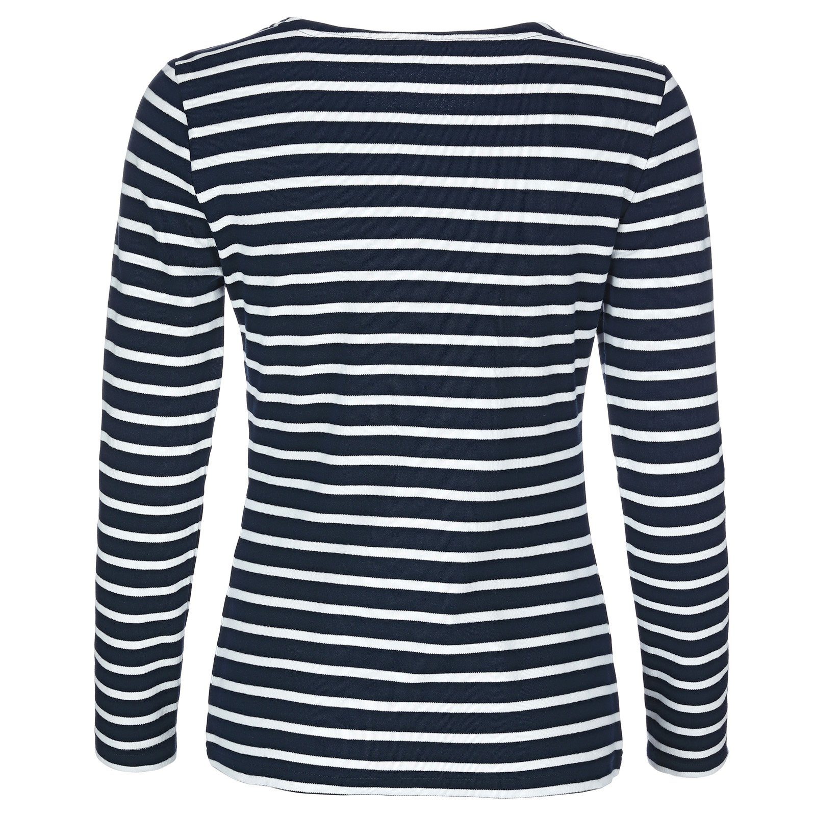 Langarm-Shirt modAS Streifen (05) Damen blau / weiß Bretonisches mit Langarmshirt Streifenshirt Baumwolle
