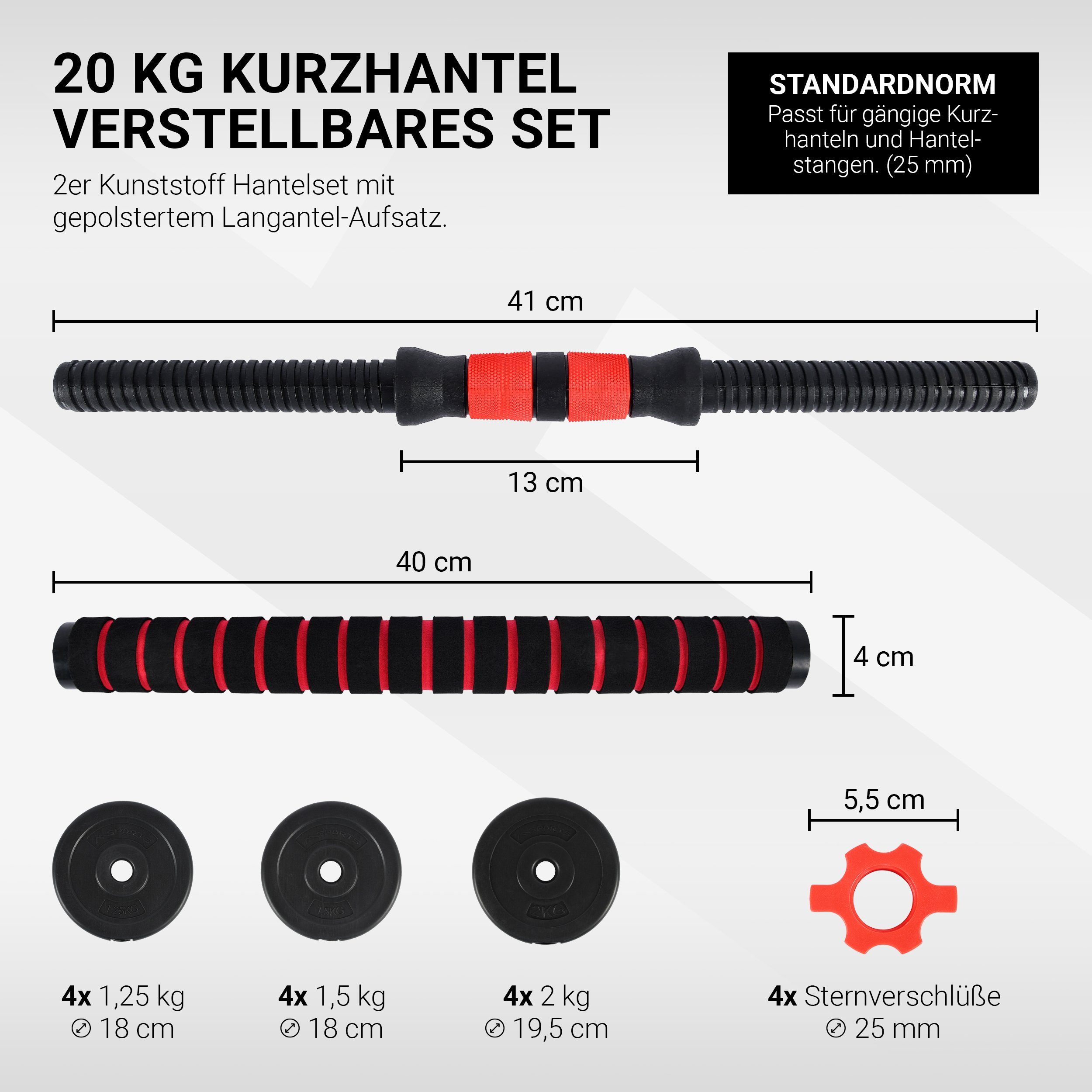 MSports® Hantel-Set Hantelset 2in1 - Kurzhanteln + Langhanteln verstellbar