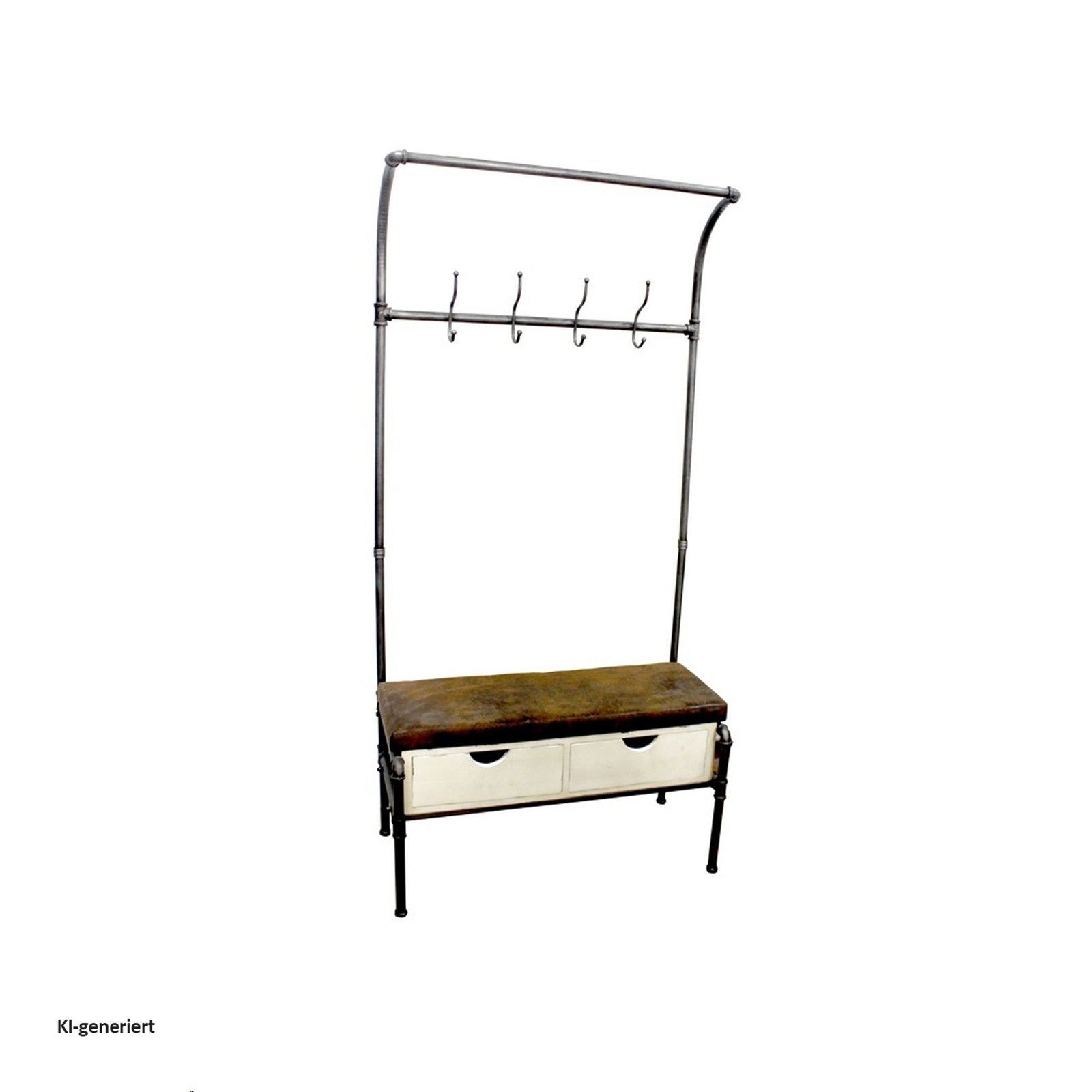 HTI-Line Garderobenständer Garderobe Steampunk, (Stück, 1 St., 1x Garderobe mit Sitzbank), Mit Schubkästen