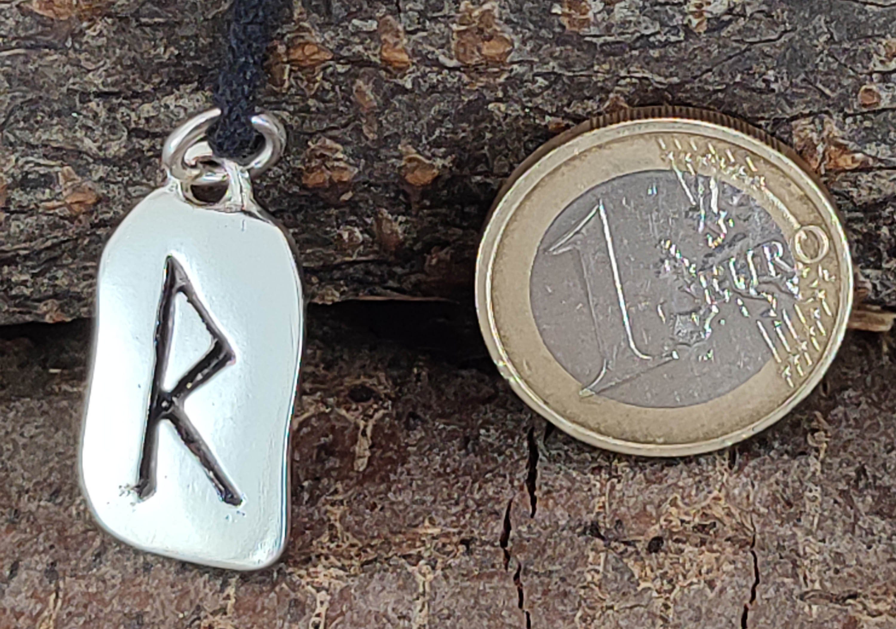 Rune of 925 R Silber Raido Leather Kettenanhänger Kiss Buchstabe Sterling
