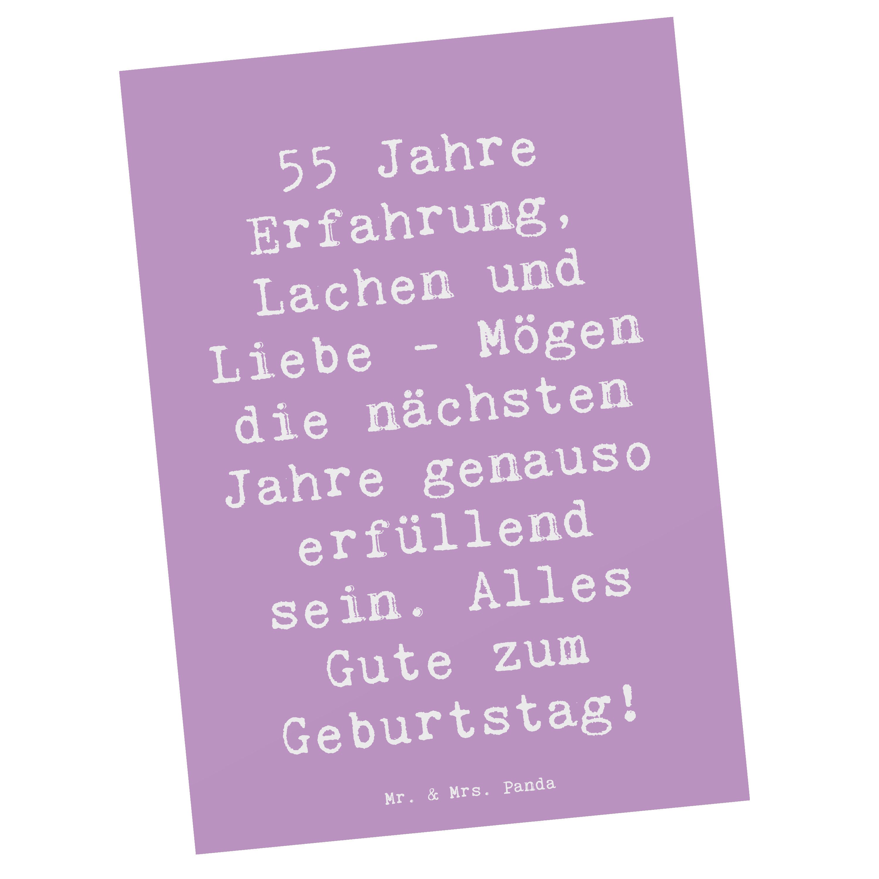 Mr. & Mrs. Panda Postkarte Spruch 55. Geburtstag Erfüllung, Postkarte, Lavendeltraum, Postkarte, Jubiläum 55 Jahre Kunstkarten Grußkarte