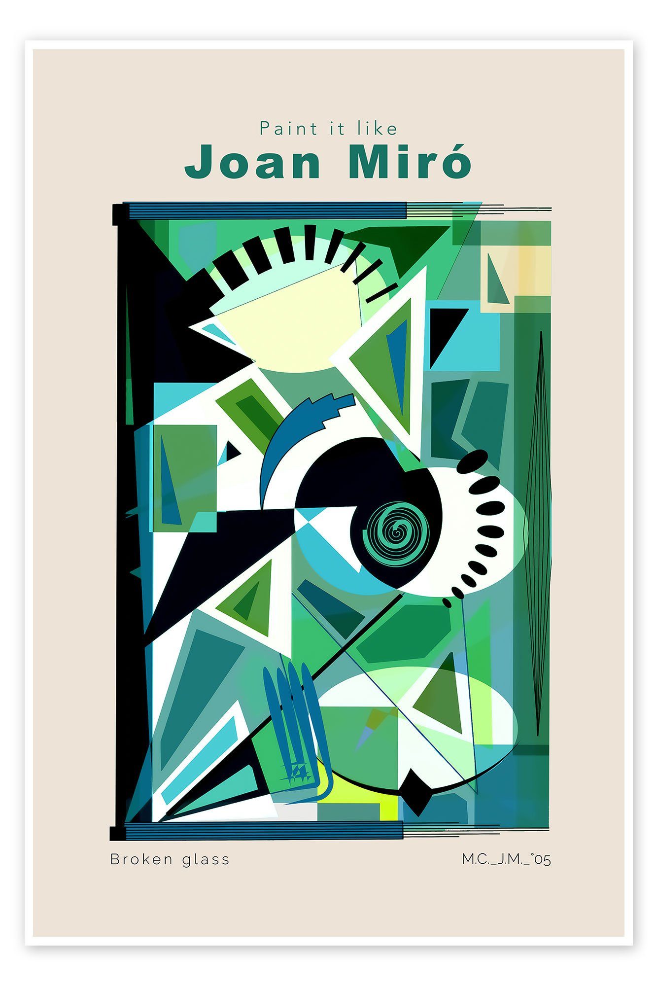 Posterlounge Poster Exhibition Posters, Joan Miró - Broken glass, Wohnzimmer Malerei