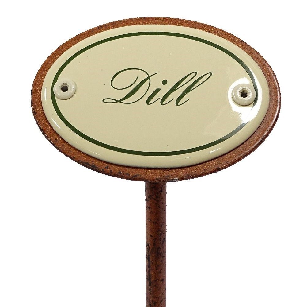 Linoows Kräuterschild Aus Emaille – Mit Erdspieß (25 Cm), Retro Look Für Garten & Balkon