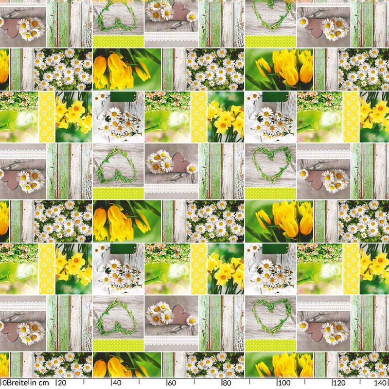 ANRO Tischdecke Tischdecke Wachstuch Blumen Grün Robust Wasserabweisend Breite 140 cm, Glatt