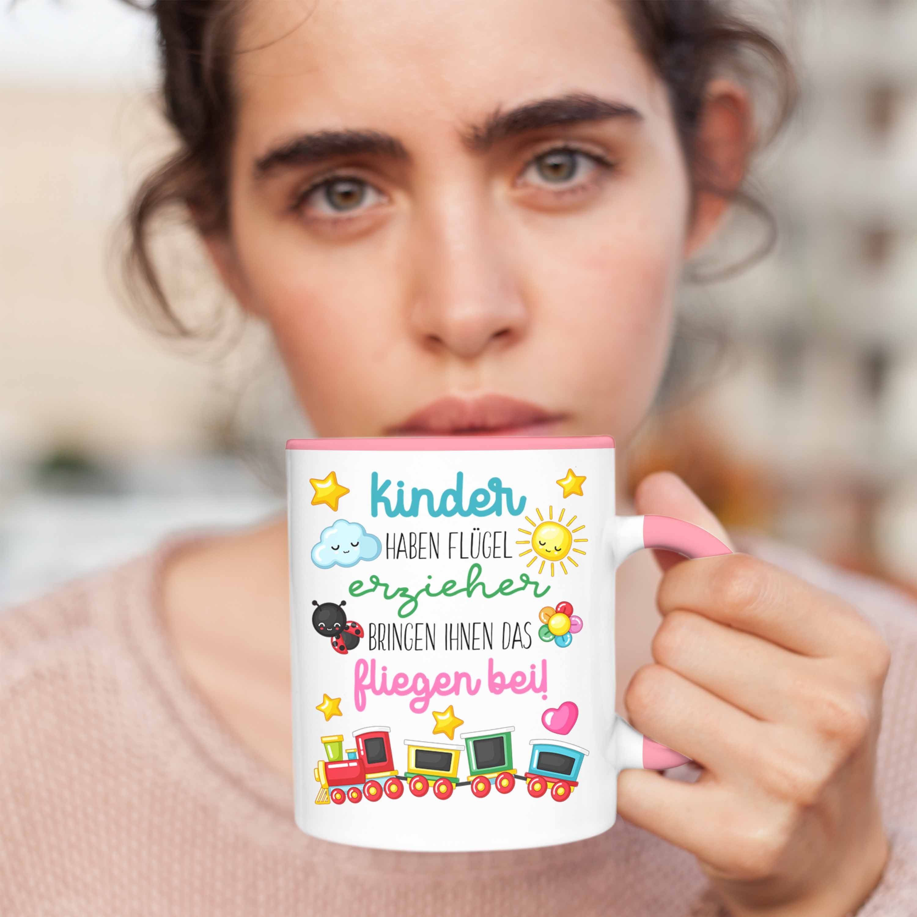 Dankeschön Flügel Trendation Trendation - Abschiedsgeschenk Tasse Beste Kindergärtnerin Geschenk Rosa Tasse Spruch Danke Erzieherin