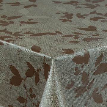 laro Tischdecke Wachstuch-Tischdecken Abwaschbar Braun Blätter geprägt rechteckig
