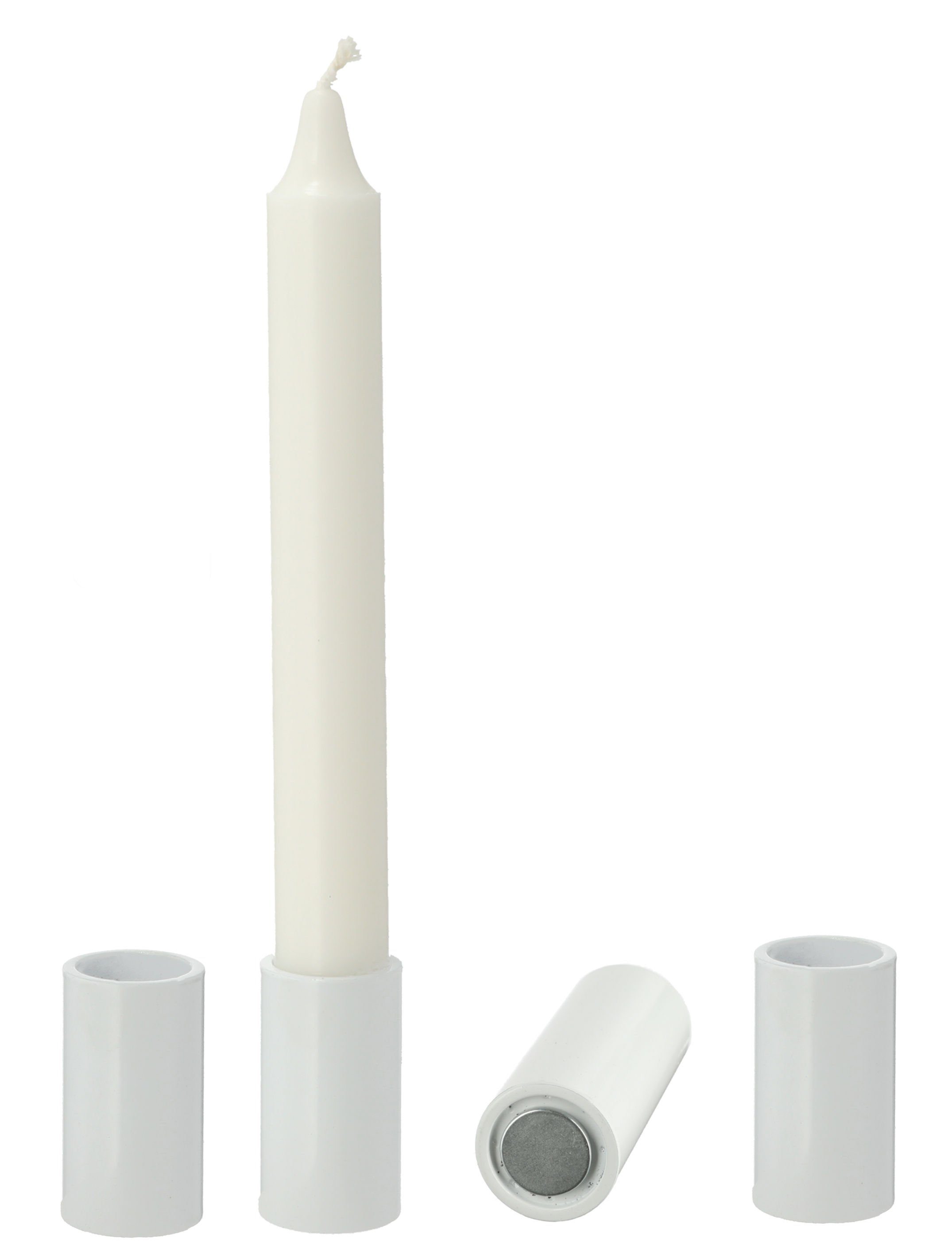 Spetebo Kerzenhalter Magnet Stabkerzen Halter 4er Set je 5 cm - weiß (Set, 4  St., 4er-Set), varriabel, Deko, modern, Geburtag,romanstisch, Hochzeit