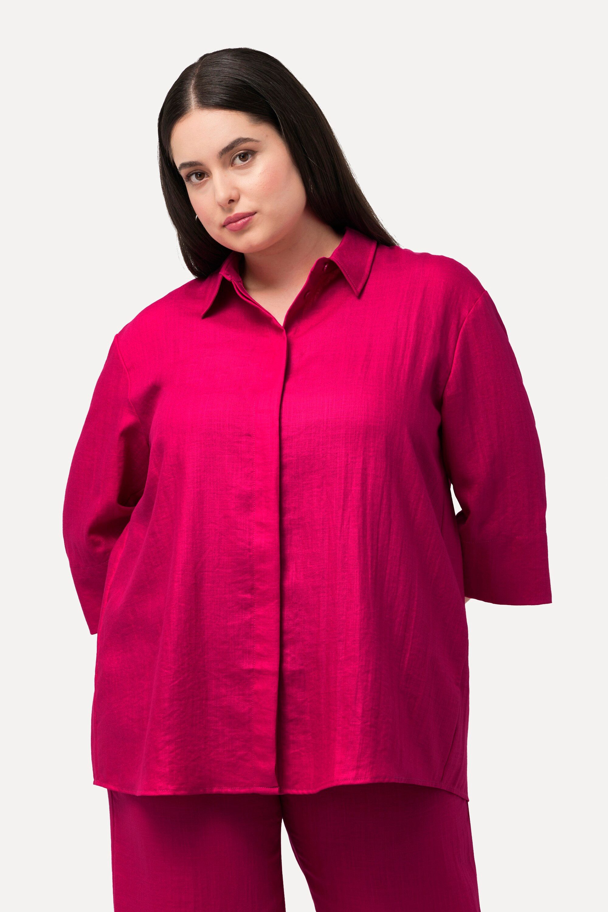 Ulla Popken Hemdbluse Hemdbluse Rückenfalte Hemdkragen günstig online kaufen
