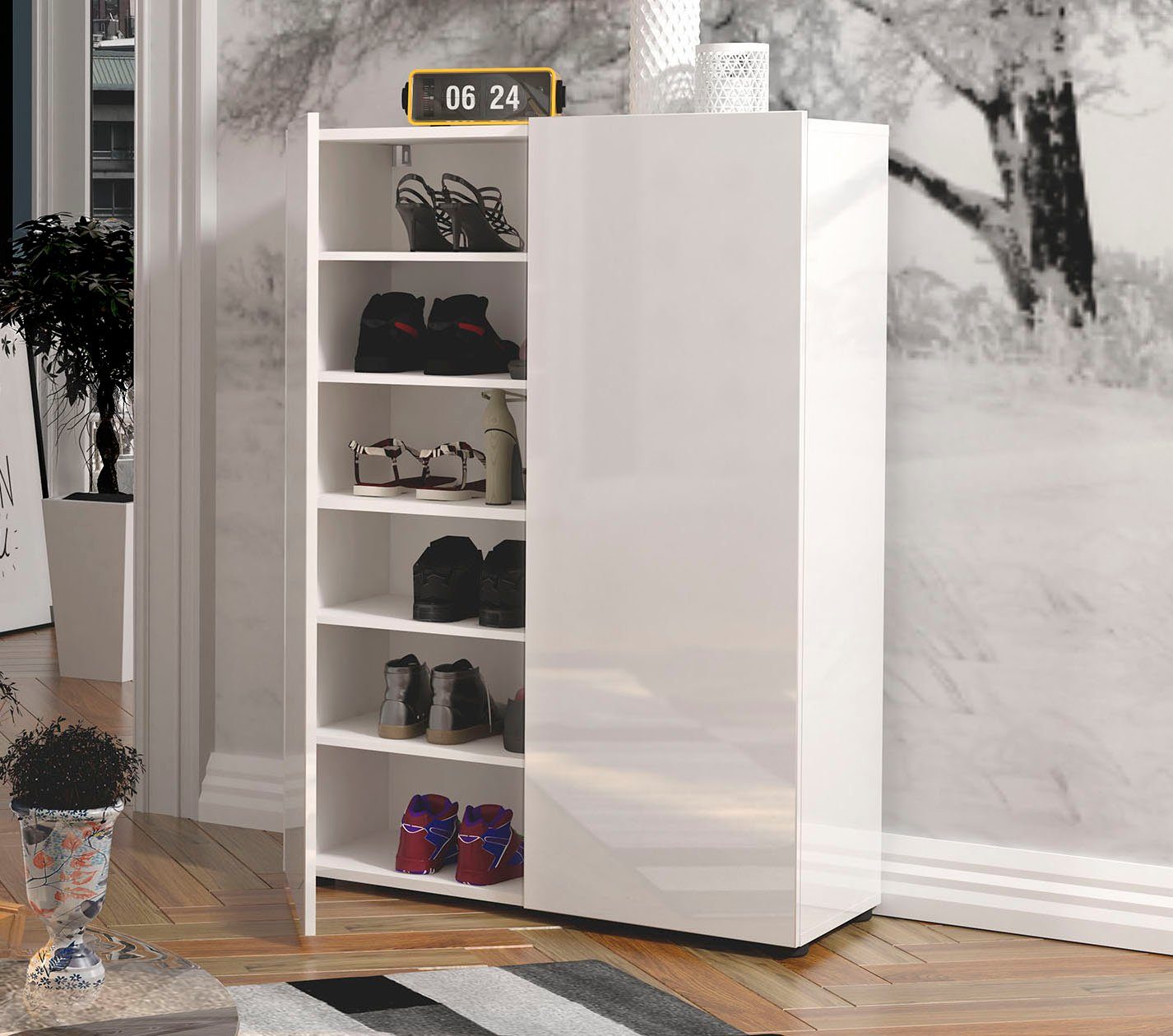 möbelando Schuhschrank Glossy 80 x 115 x 34 cm (B/H/T)